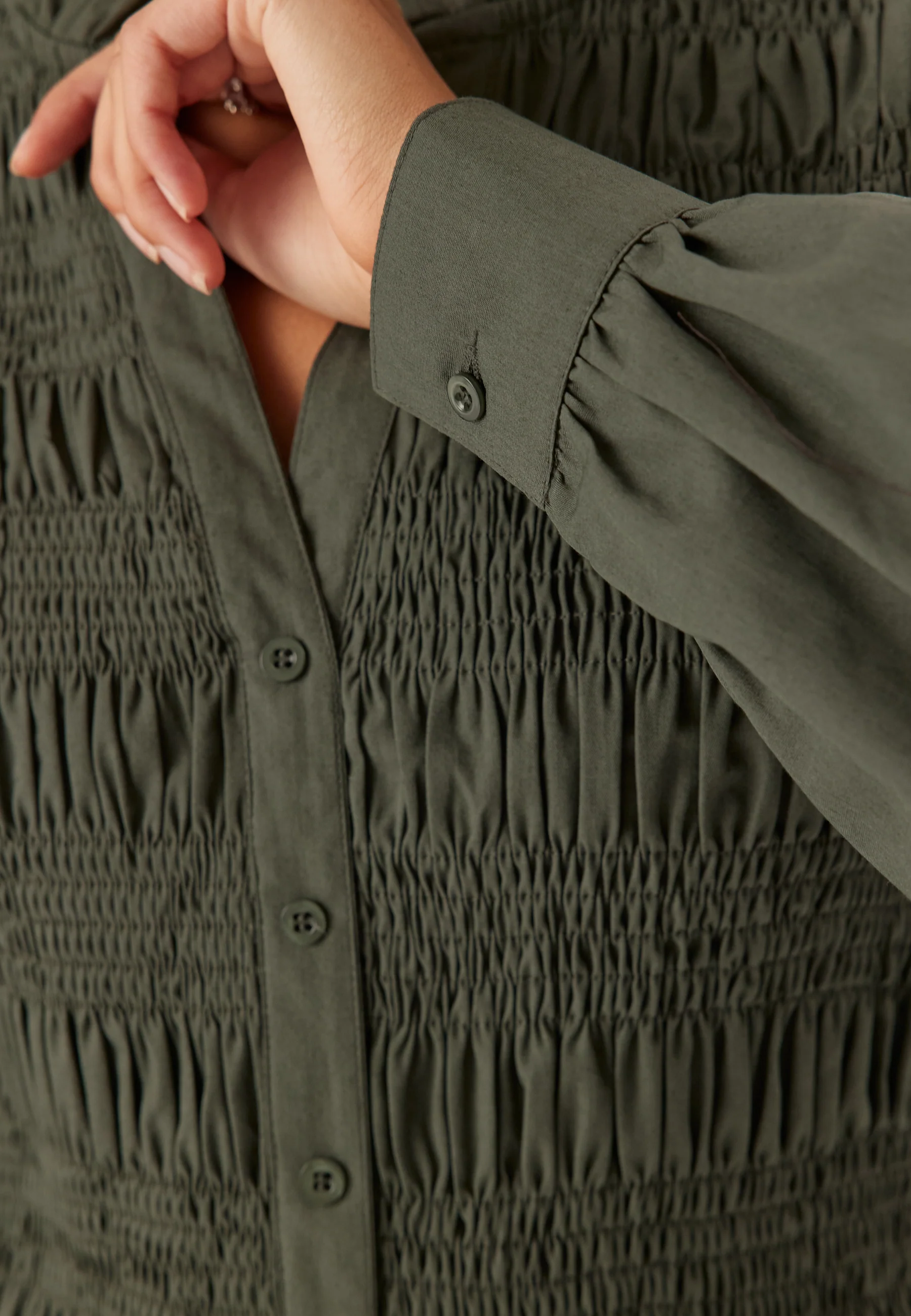 V-neck Cotton Smock Blouse - Image 4