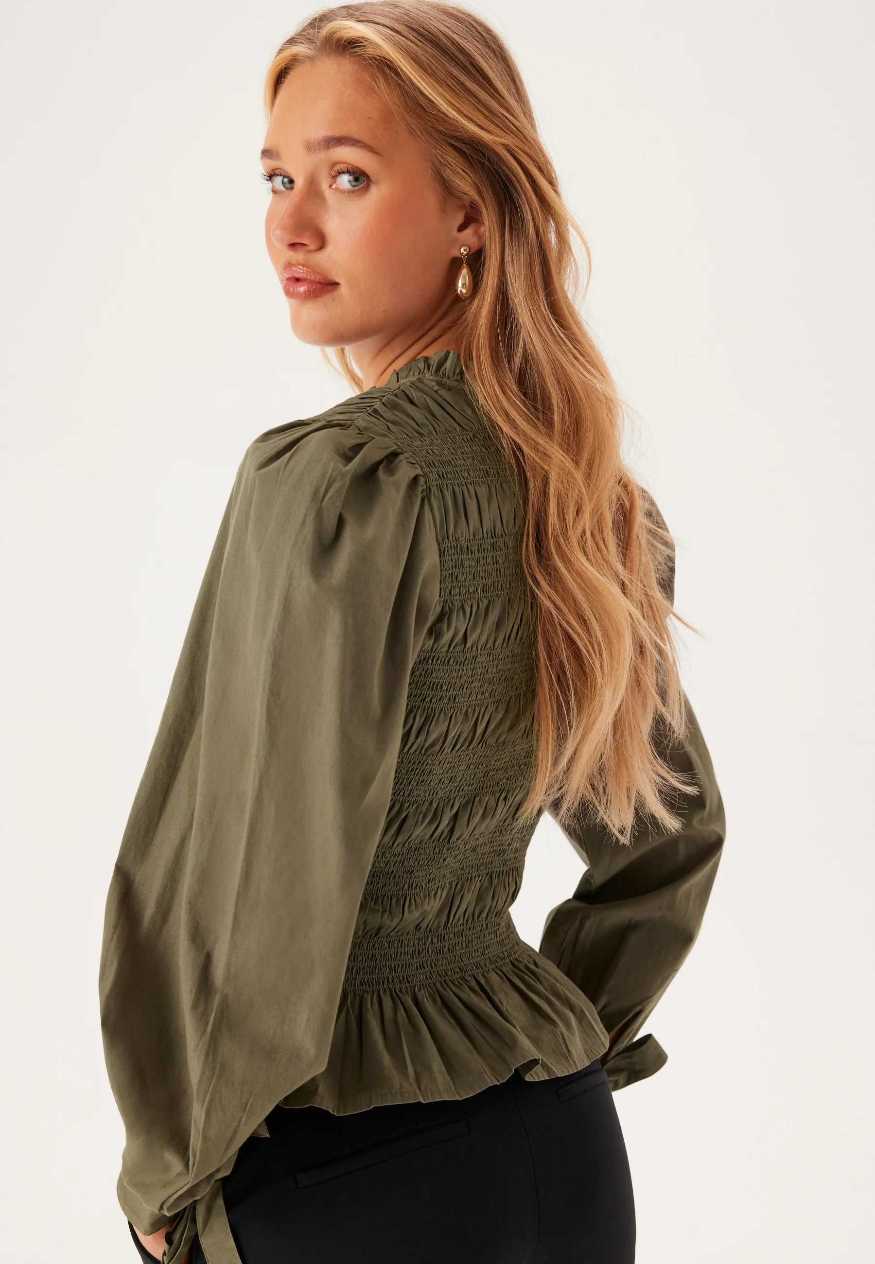 V-neck Cotton Smock Blouse - Image 2