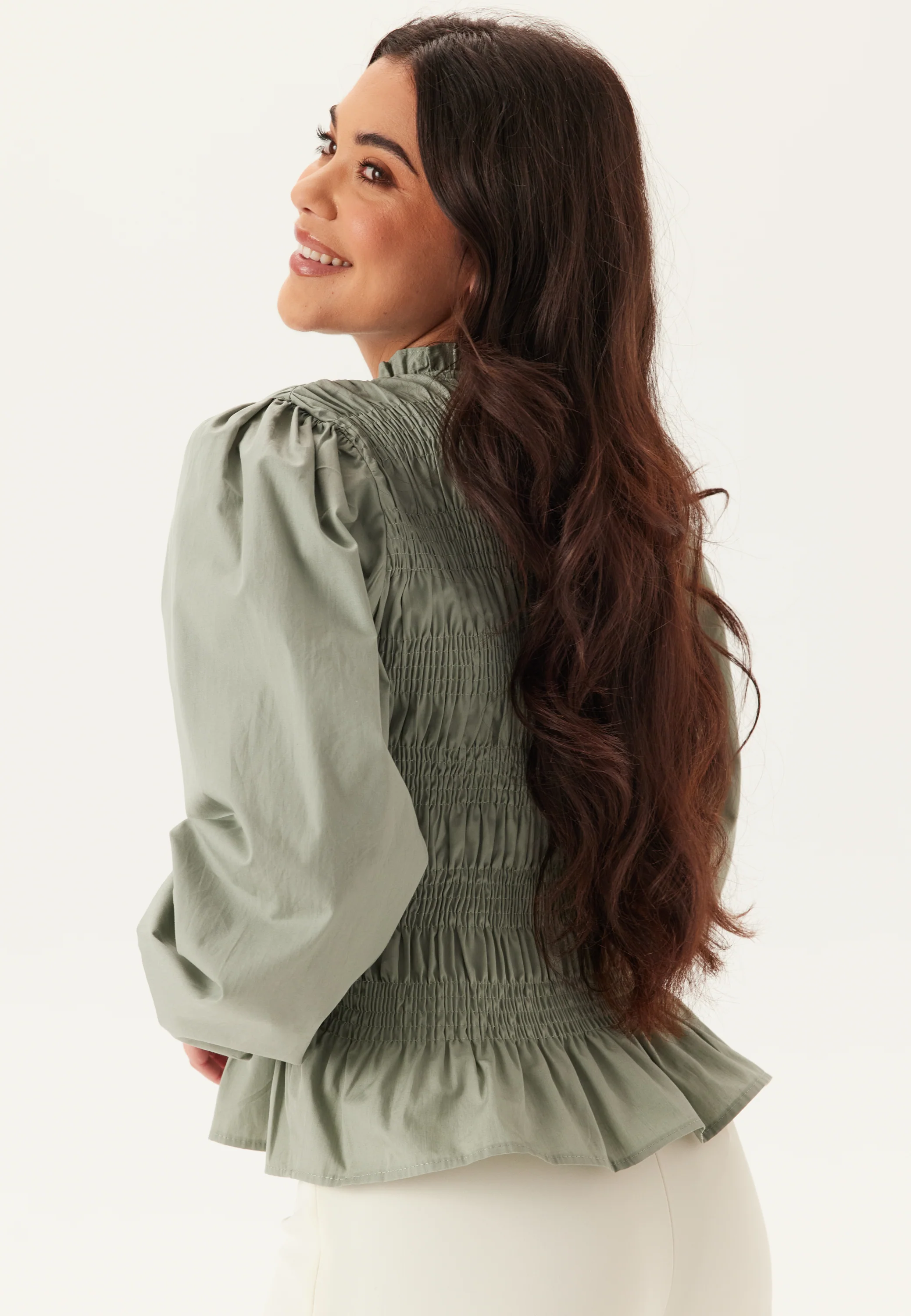 V-neck Cotton Smock Blouse - Image 5
