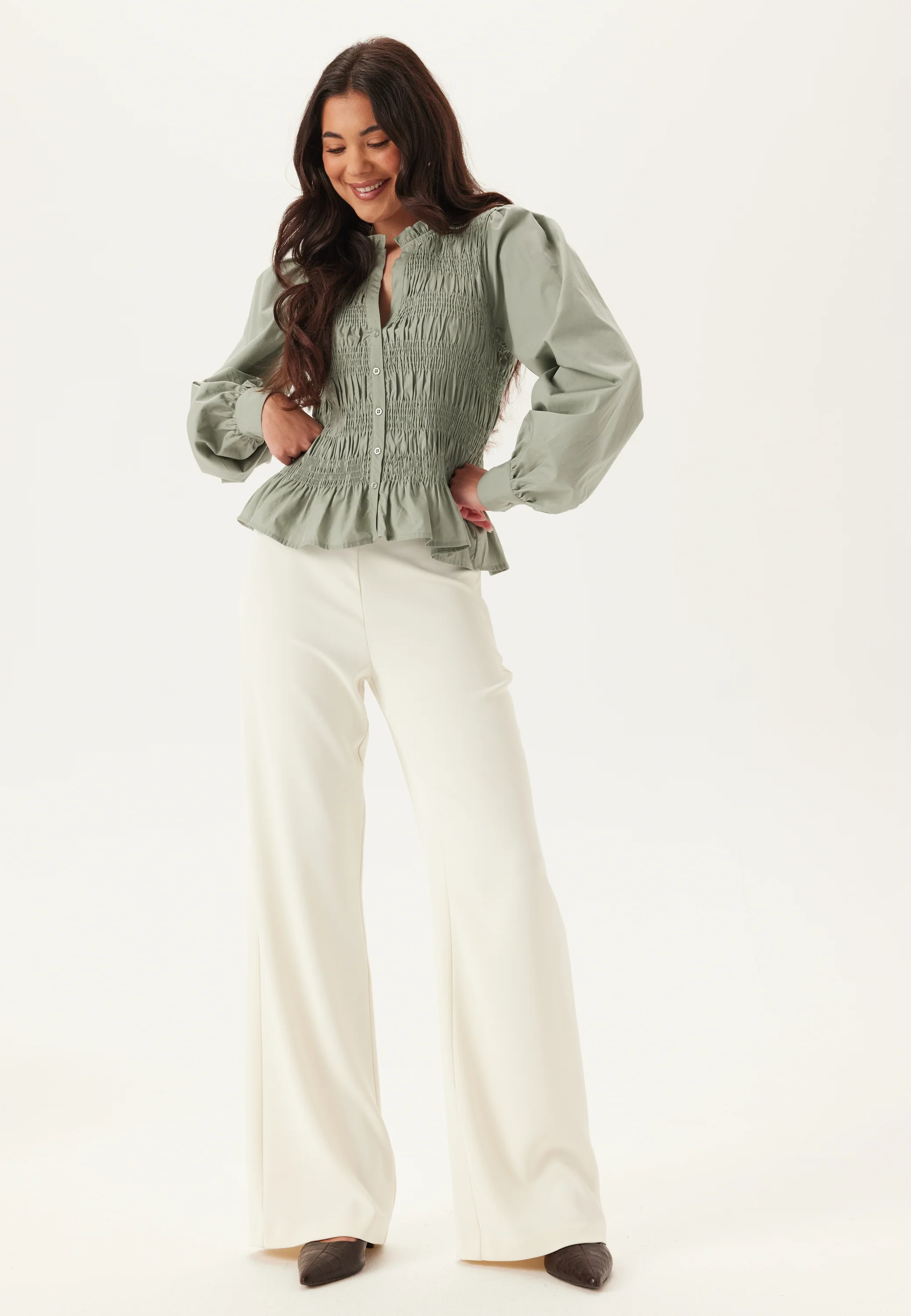 V-neck Cotton Smock Blouse - Image 6