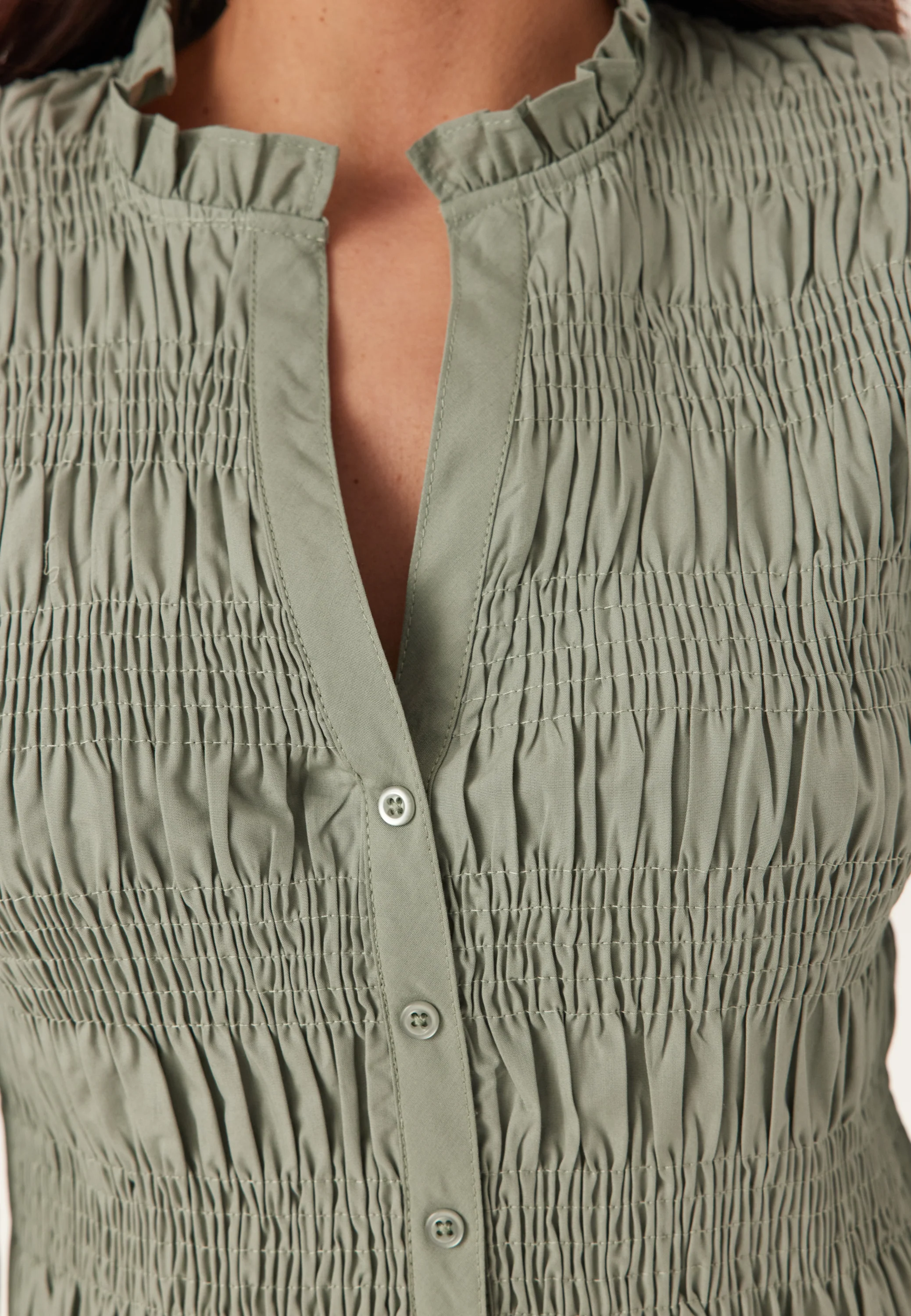 V-neck Cotton Smock Blouse - Image 7