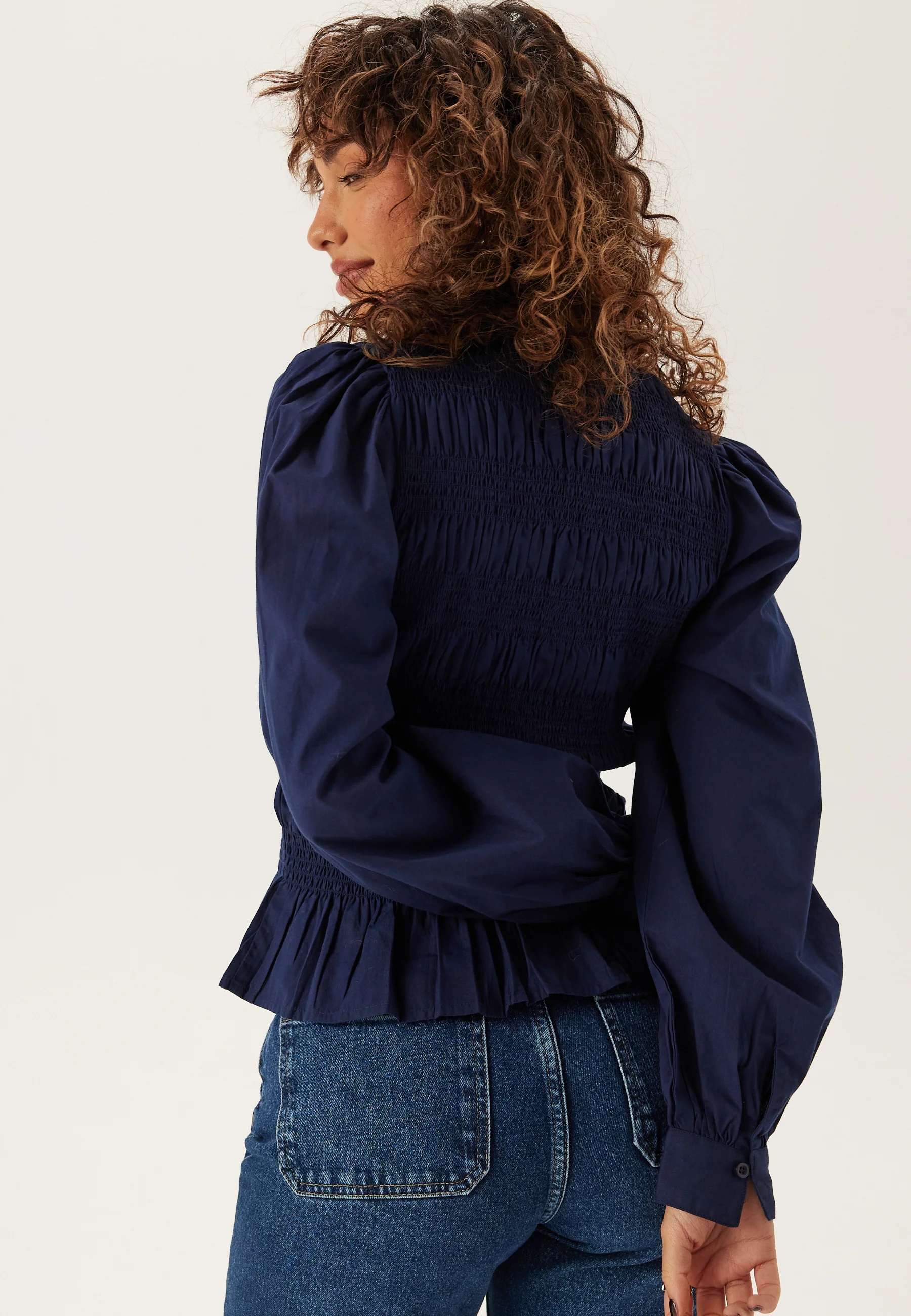 V-neck Cotton Smock Blouse - Image 2