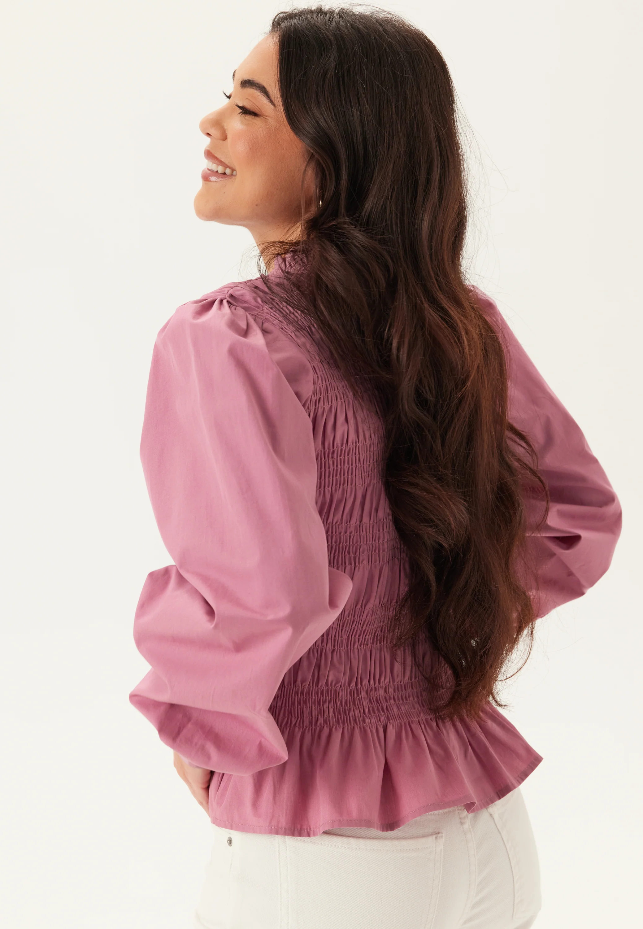 V-neck Cotton Smock Blouse - Image 3
