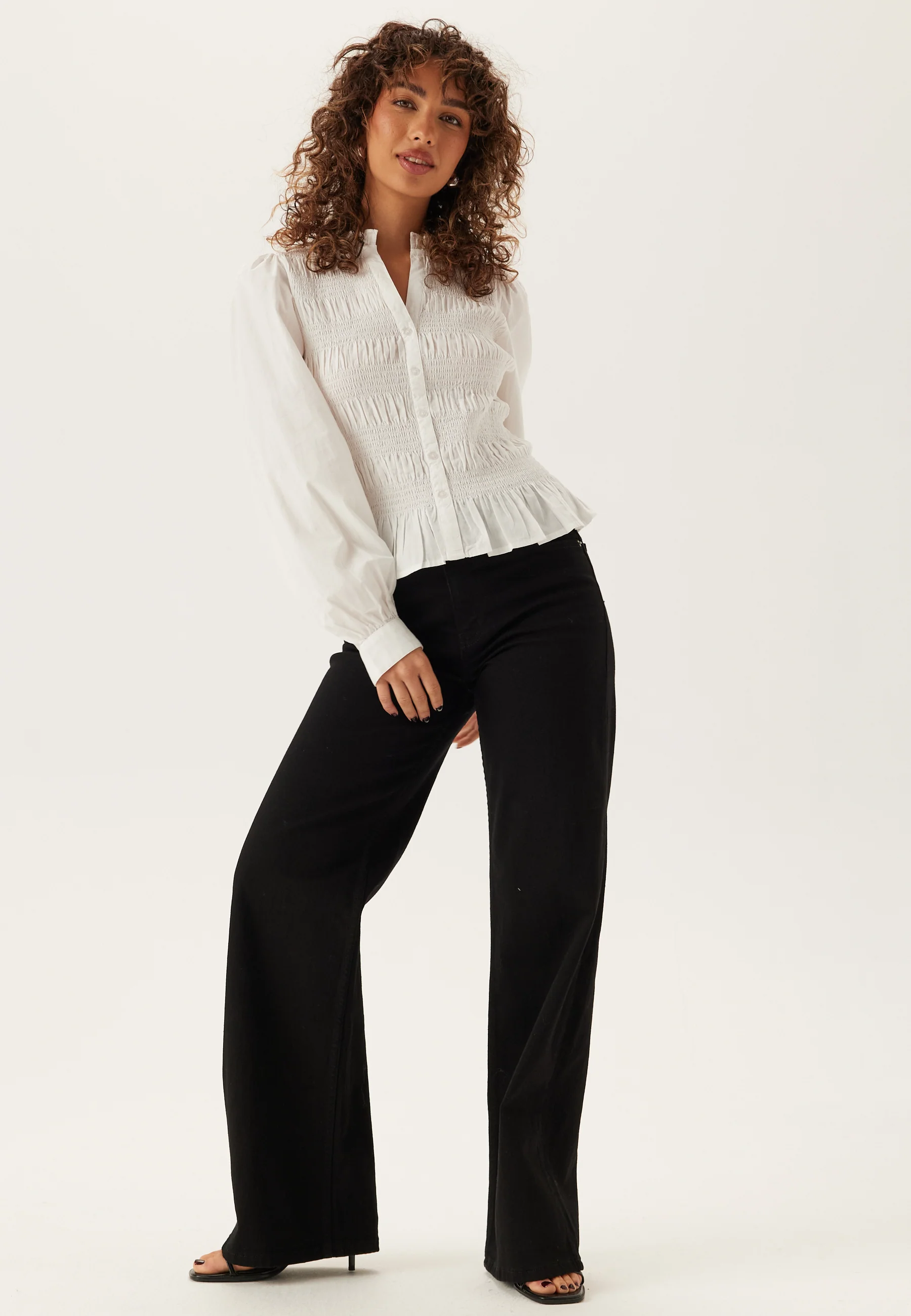 V-neck Cotton Smock Blouse - Image 4