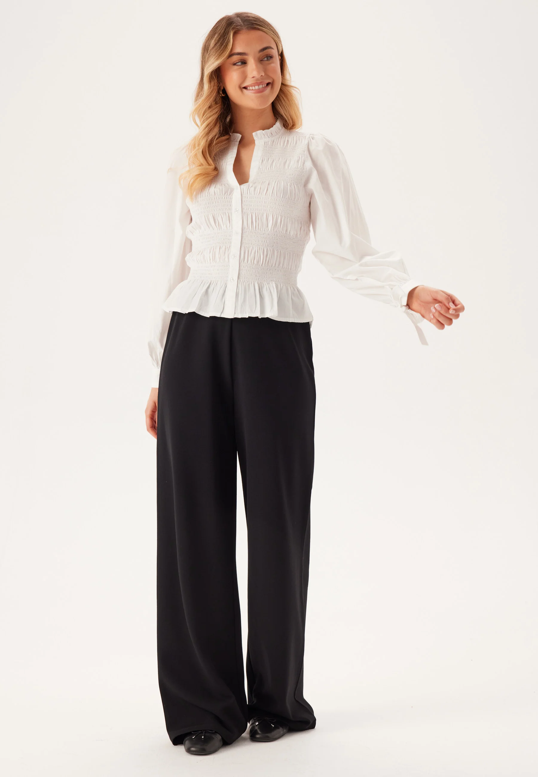 V-neck Cotton Smock Blouse - Image 3