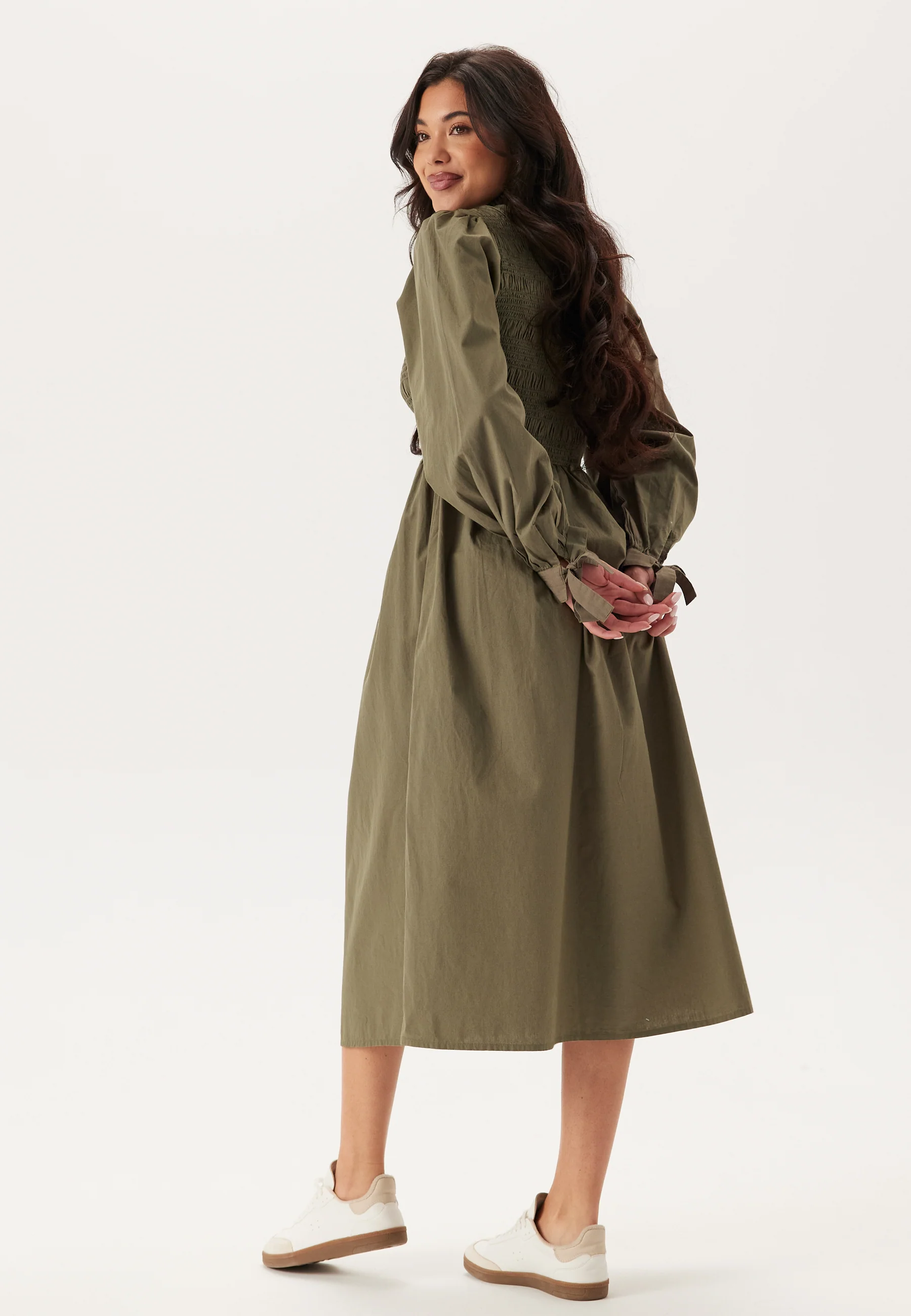 V-neck Cotton Smock Dress - Image 3