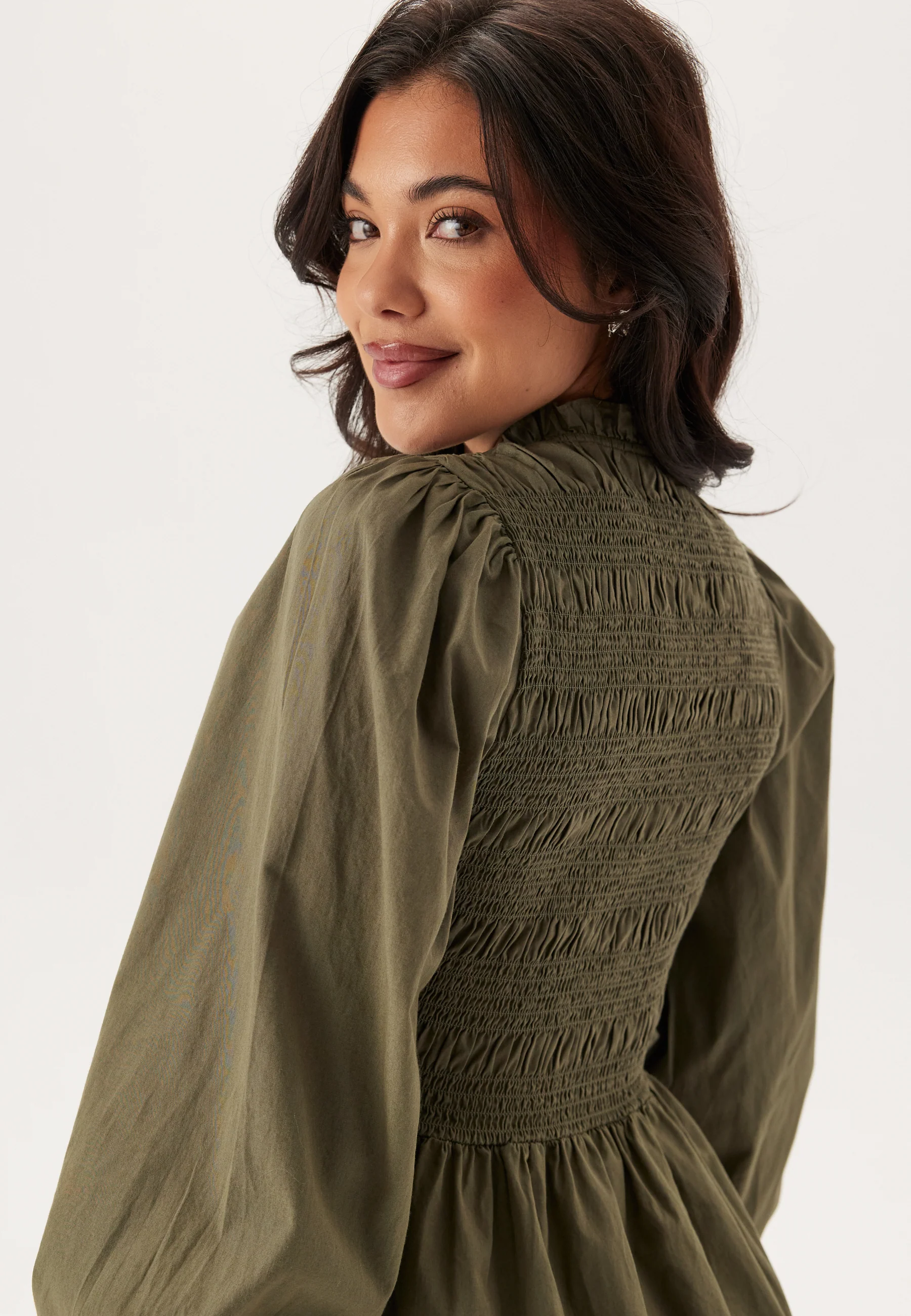 V-neck Cotton Smock Dress - Image 4
