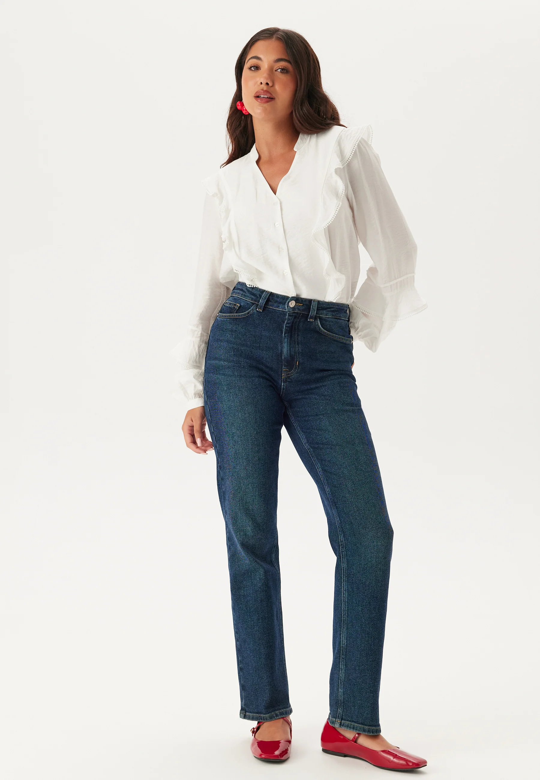 V-neck Frill Blouse - Image 2