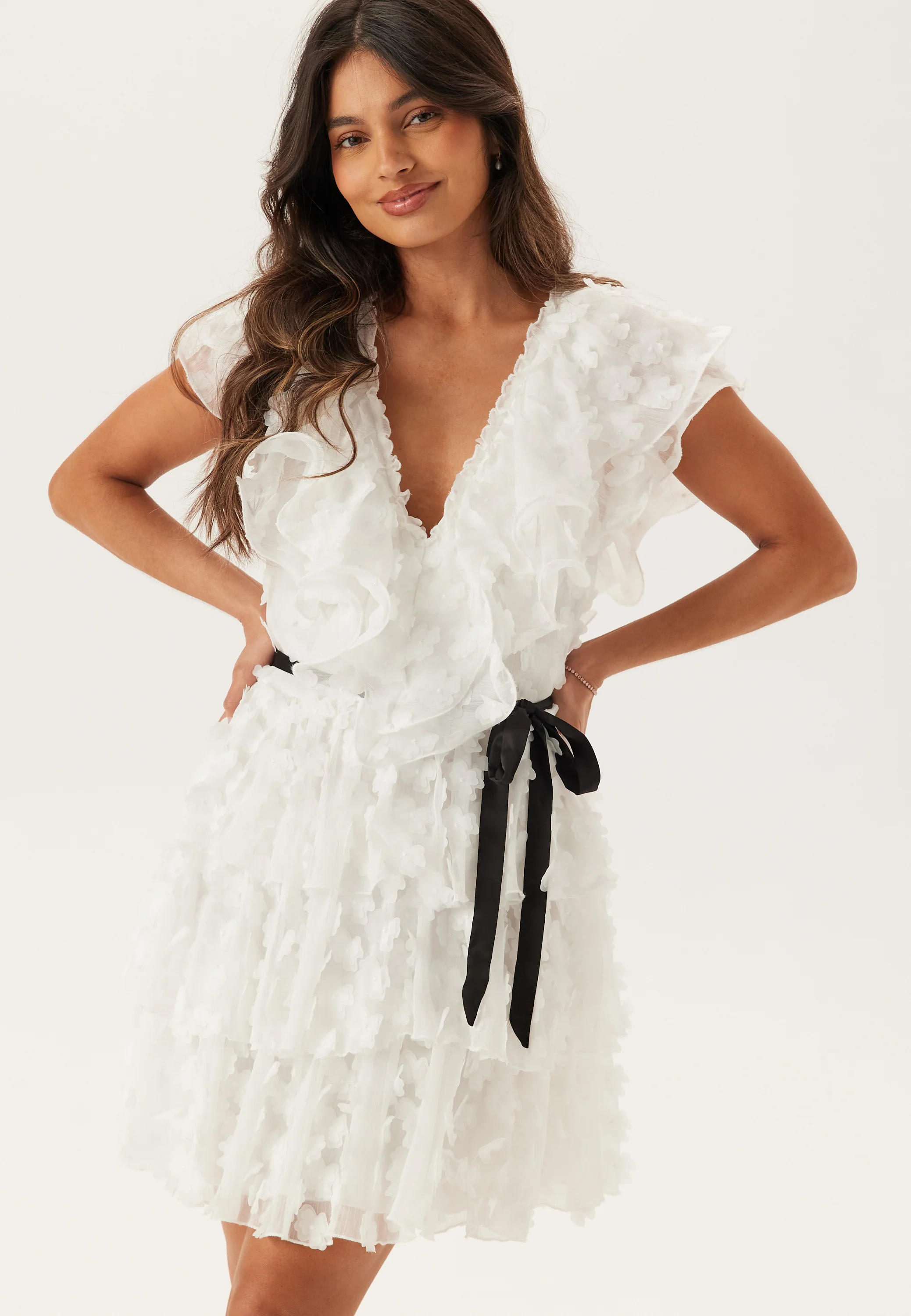 V-neck Frill Floral Dress - Image 4