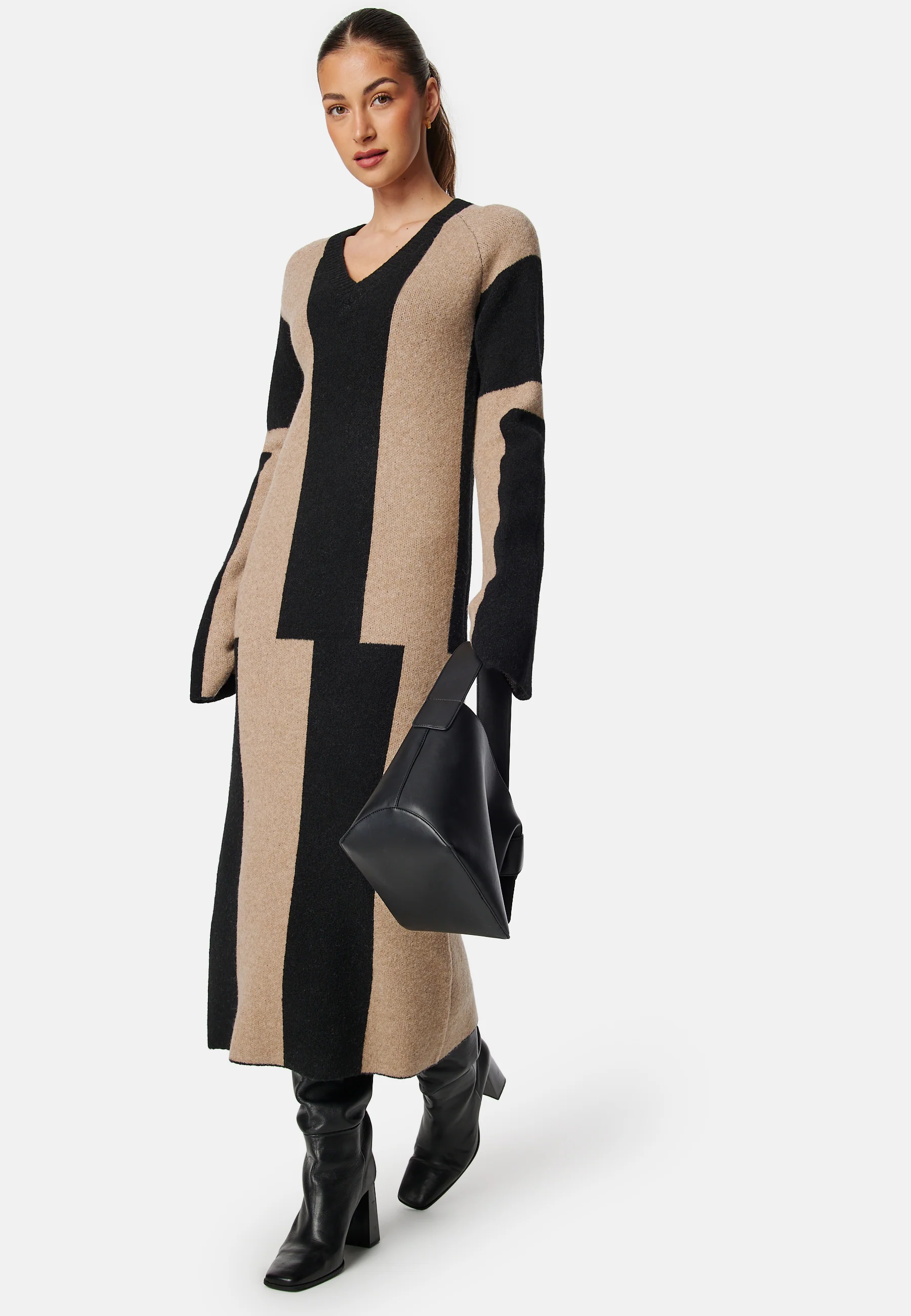 V-neck Knitted Midi Dress - Image 2