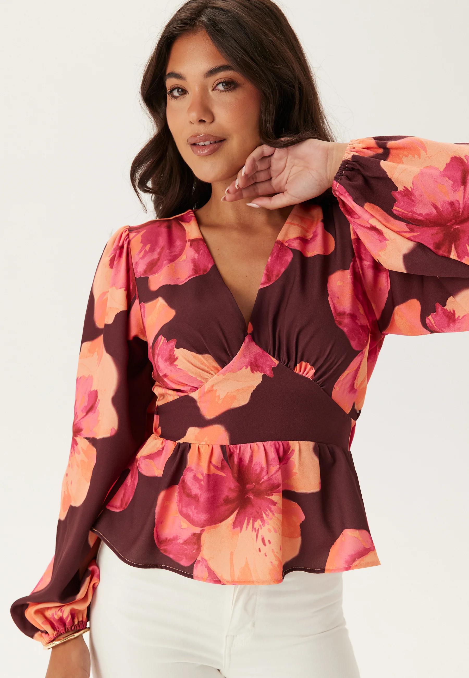V-neck L/S Blouse