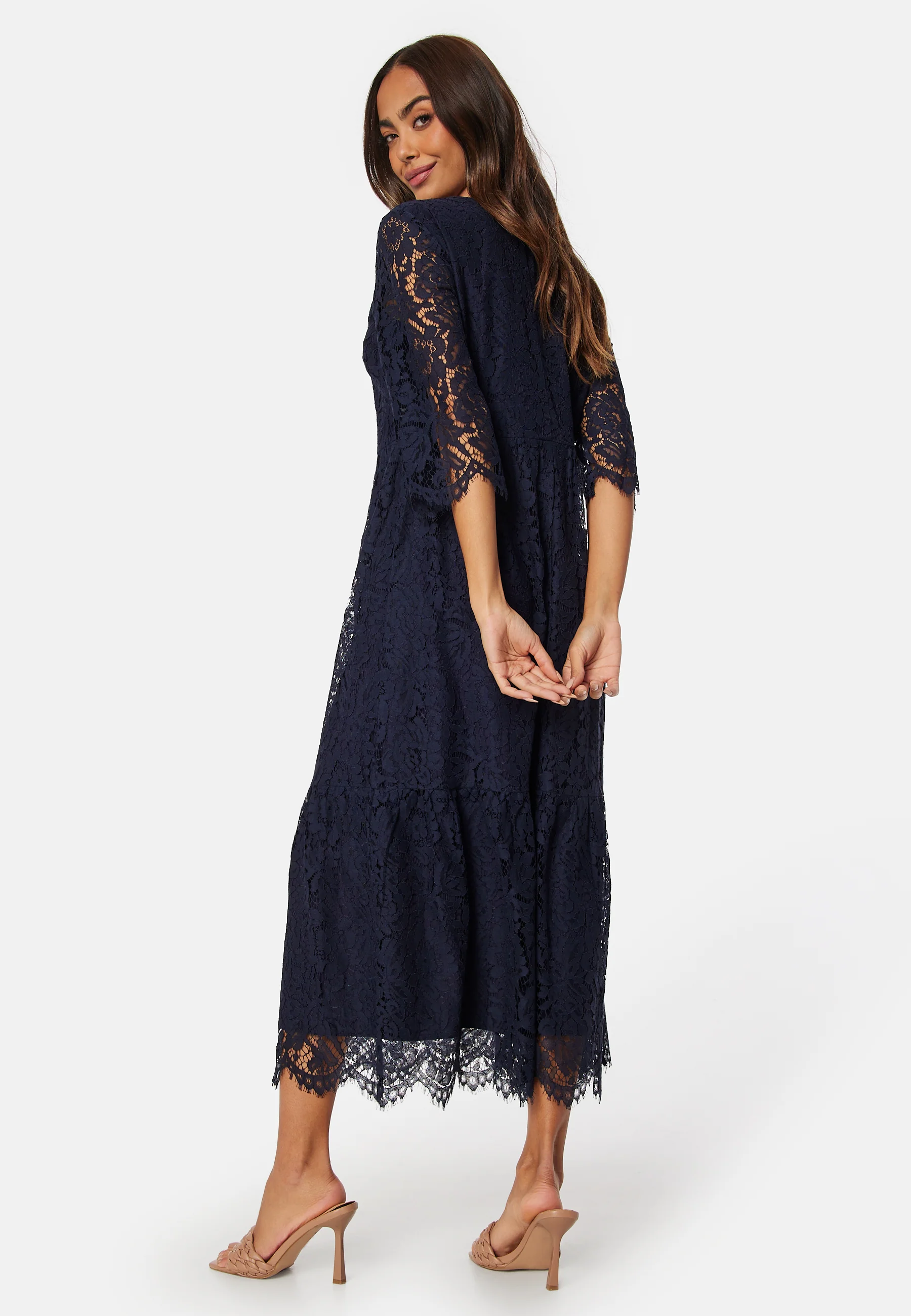 V-neck Lace Midi Dress - Image 3
