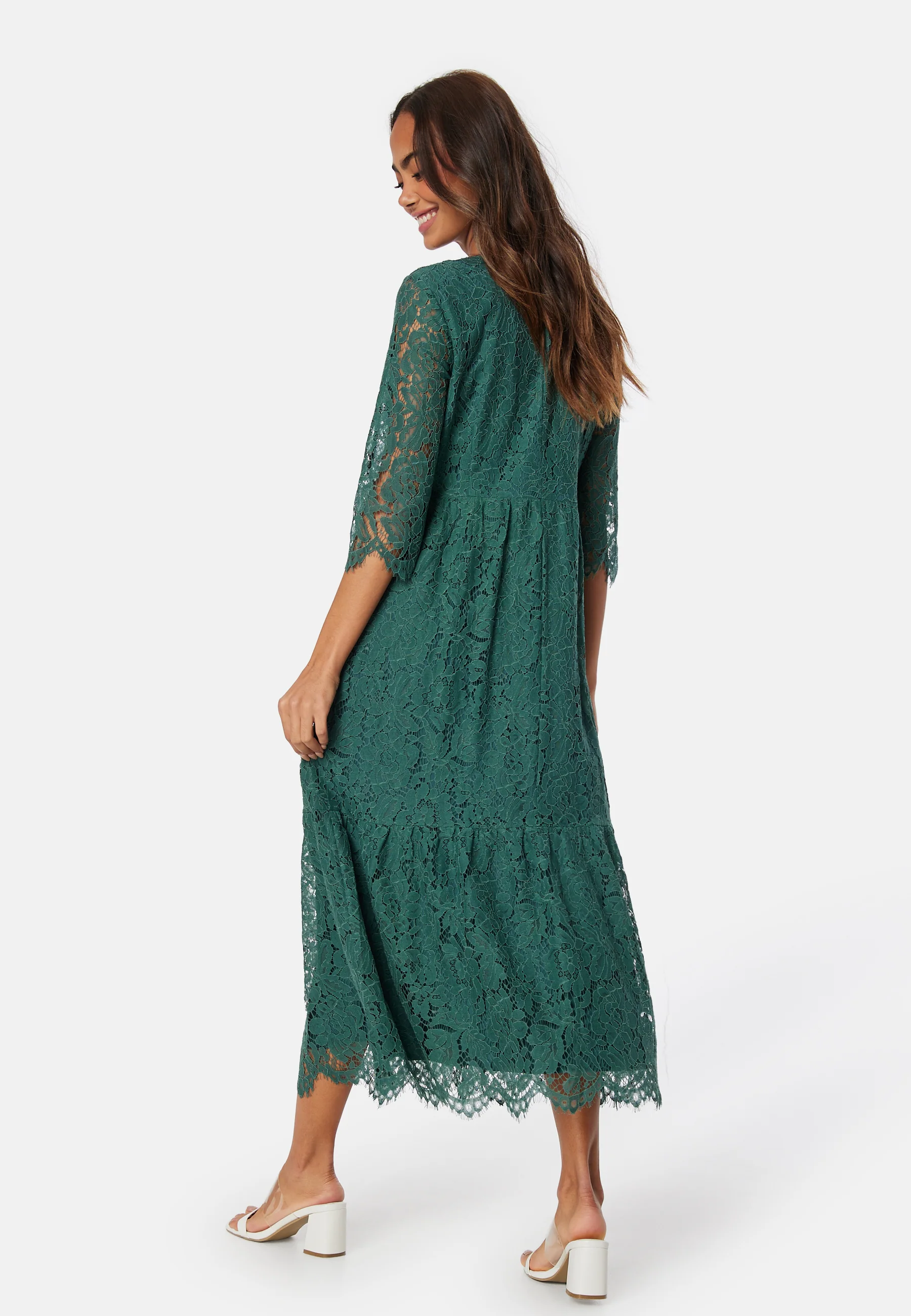 V-neck Lace Midi Dress - Image 3