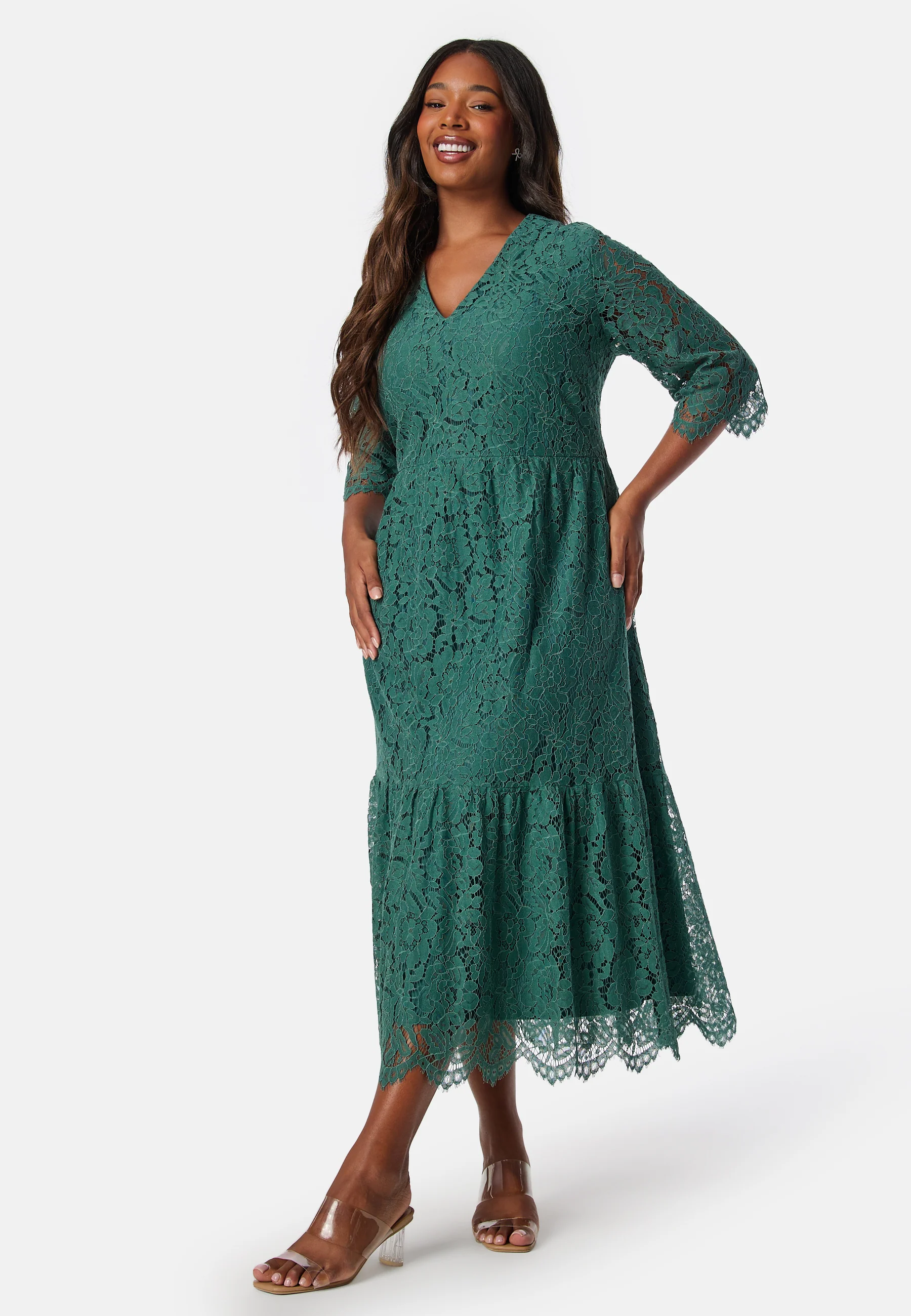 V-neck Lace Midi Dress - Image 5