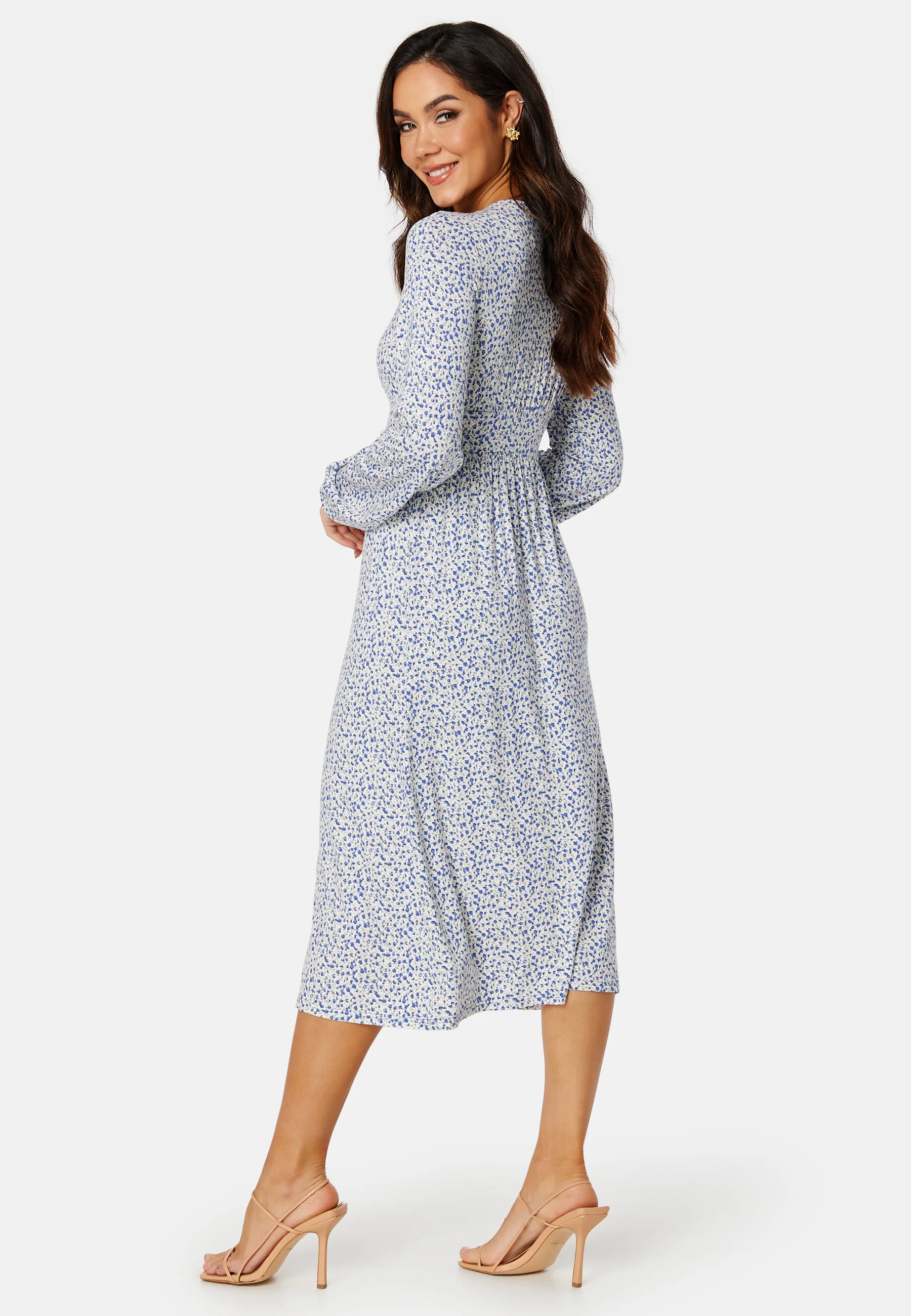 V-neck Midi Button Dress - Image 3