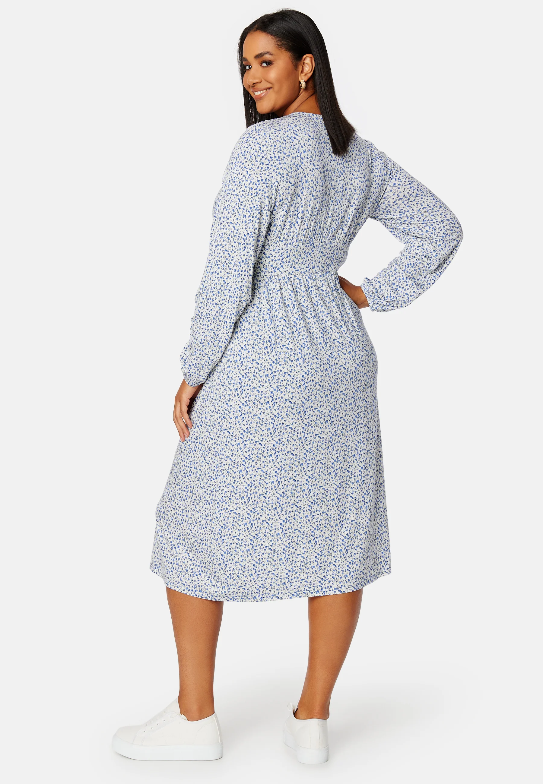 V-neck Midi Button Dress - Image 5