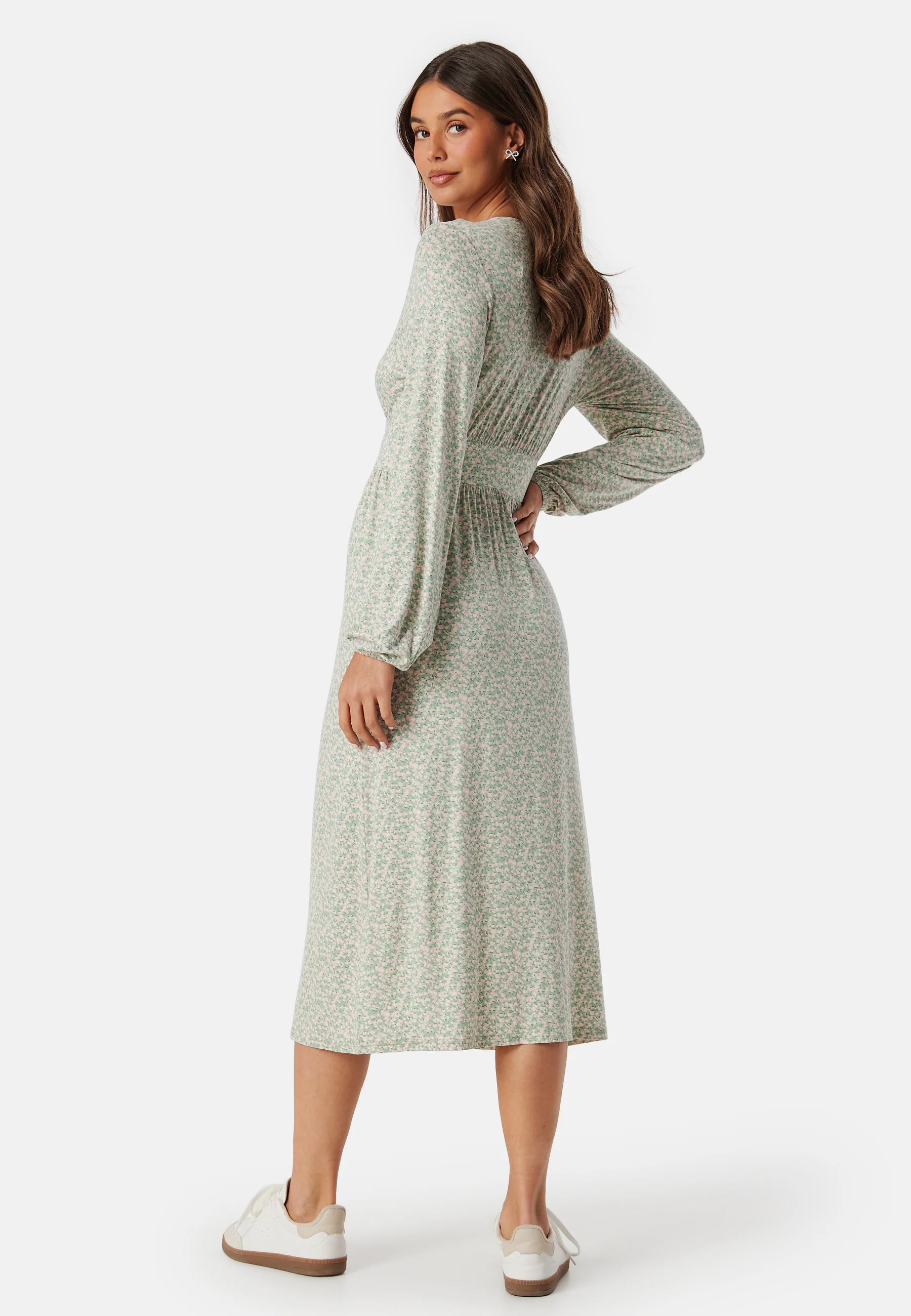V-neck Midi Button Dress - Image 2