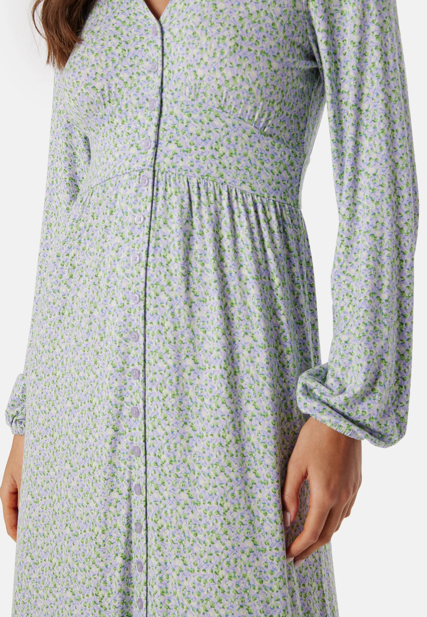 V-neck Midi Button Dress - Image 3