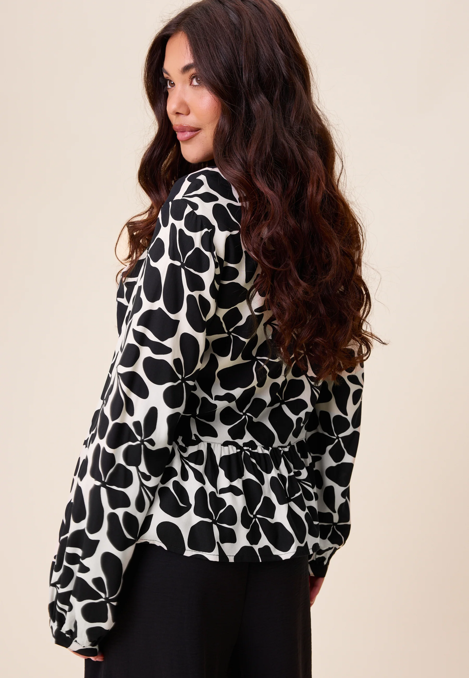 V-neck Peplum Viscose Blouse - Image 2