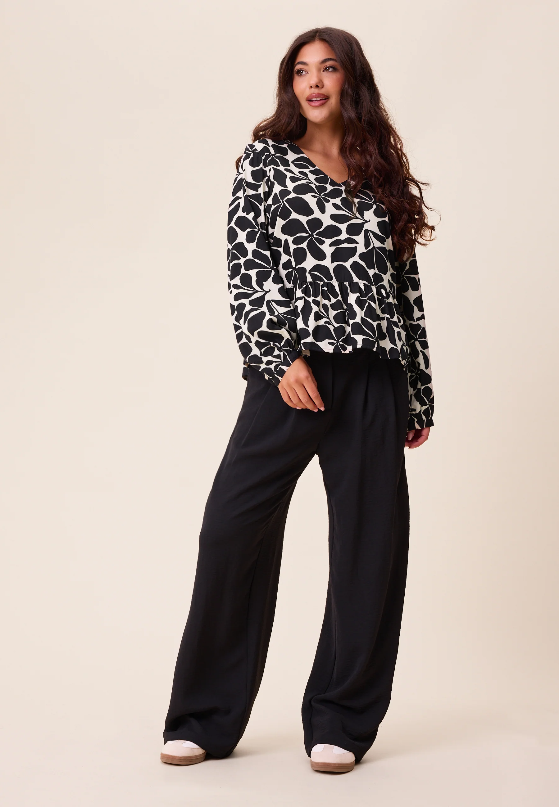 V-neck Peplum Viscose Blouse - Image 3