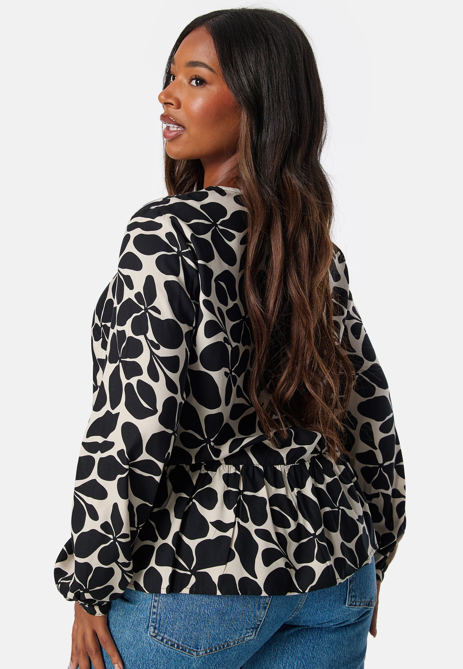 V-neck Peplum Viscose Blouse - Image 6