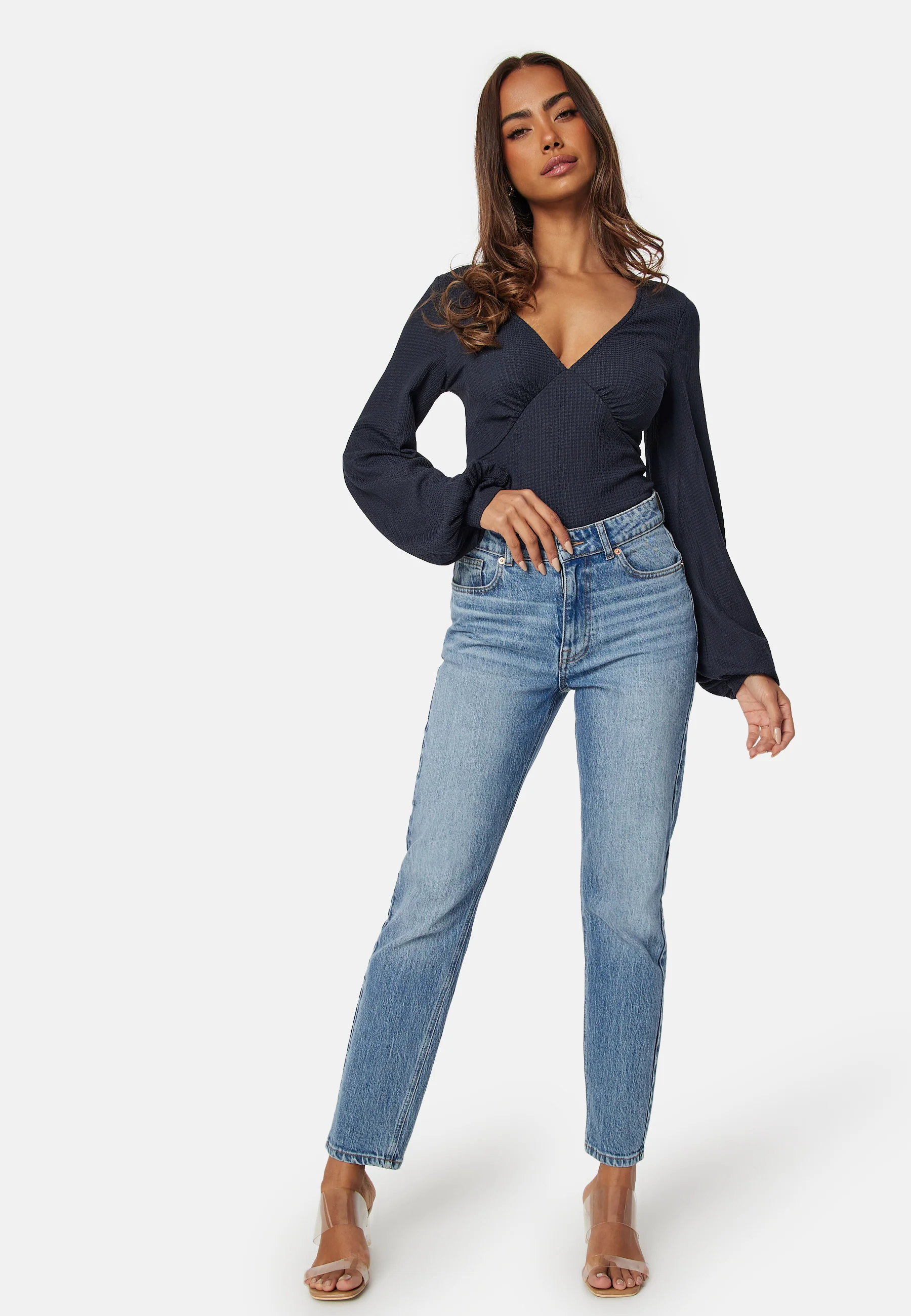 V-neck Puff Sleeve L/S Top - Image 2