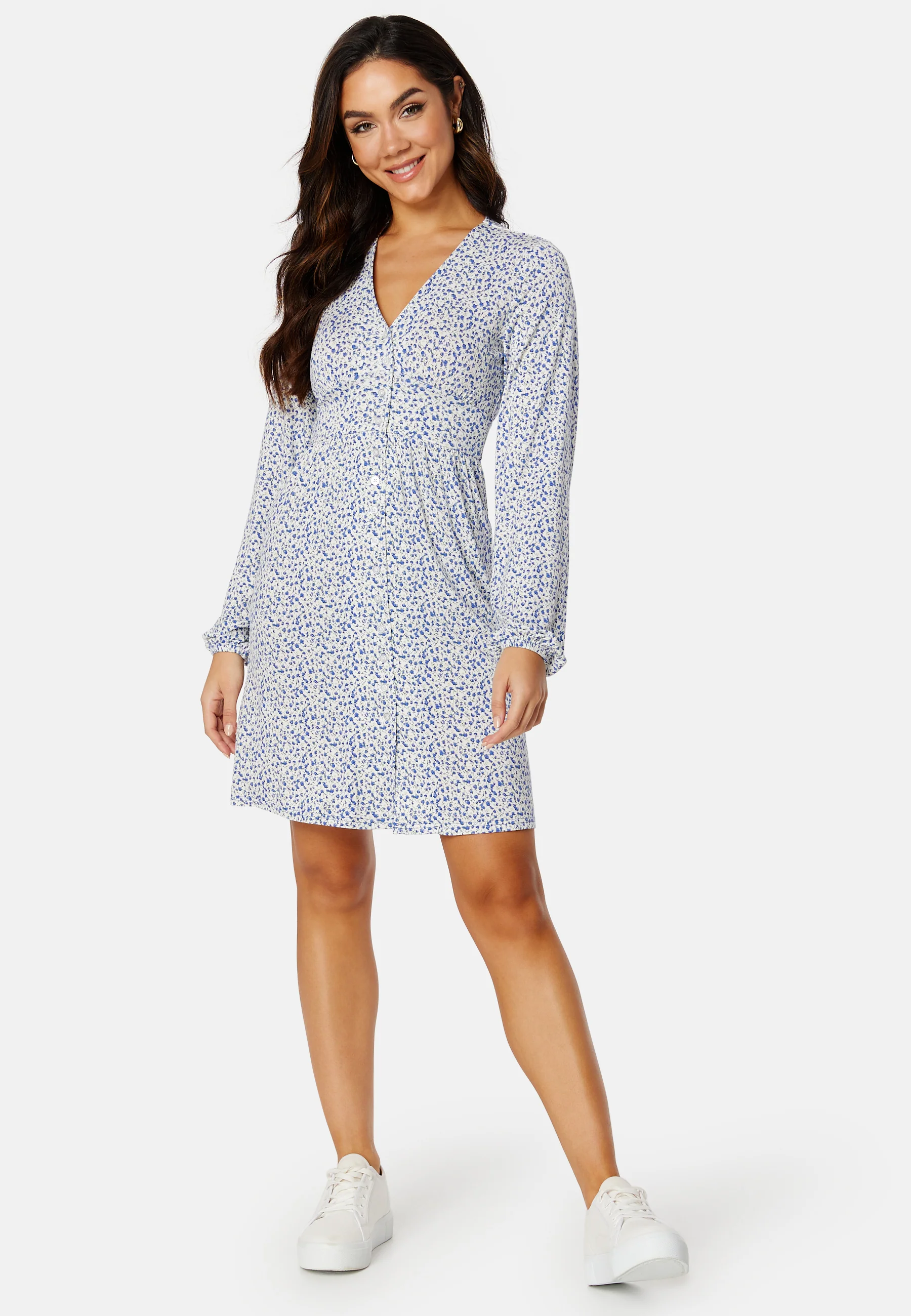 V-neck Short Button Dress - Image 2