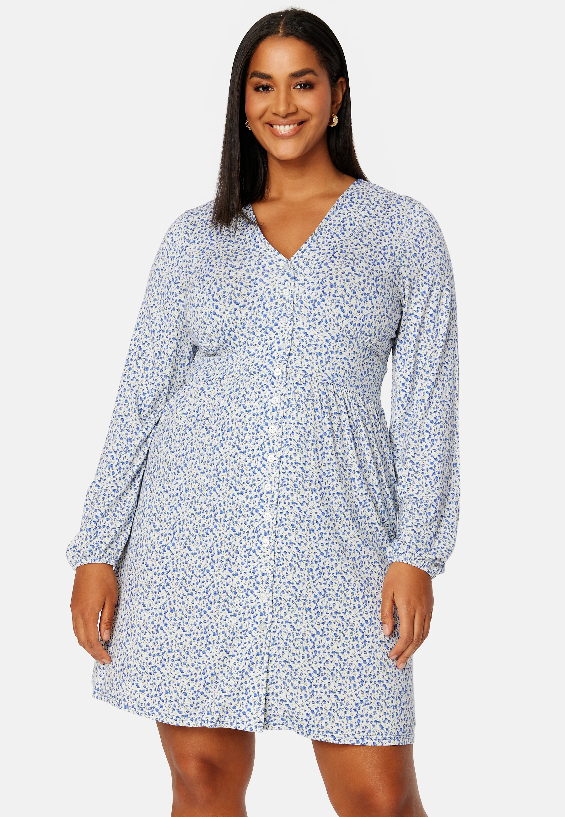V-neck Short Button Dress - Image 5