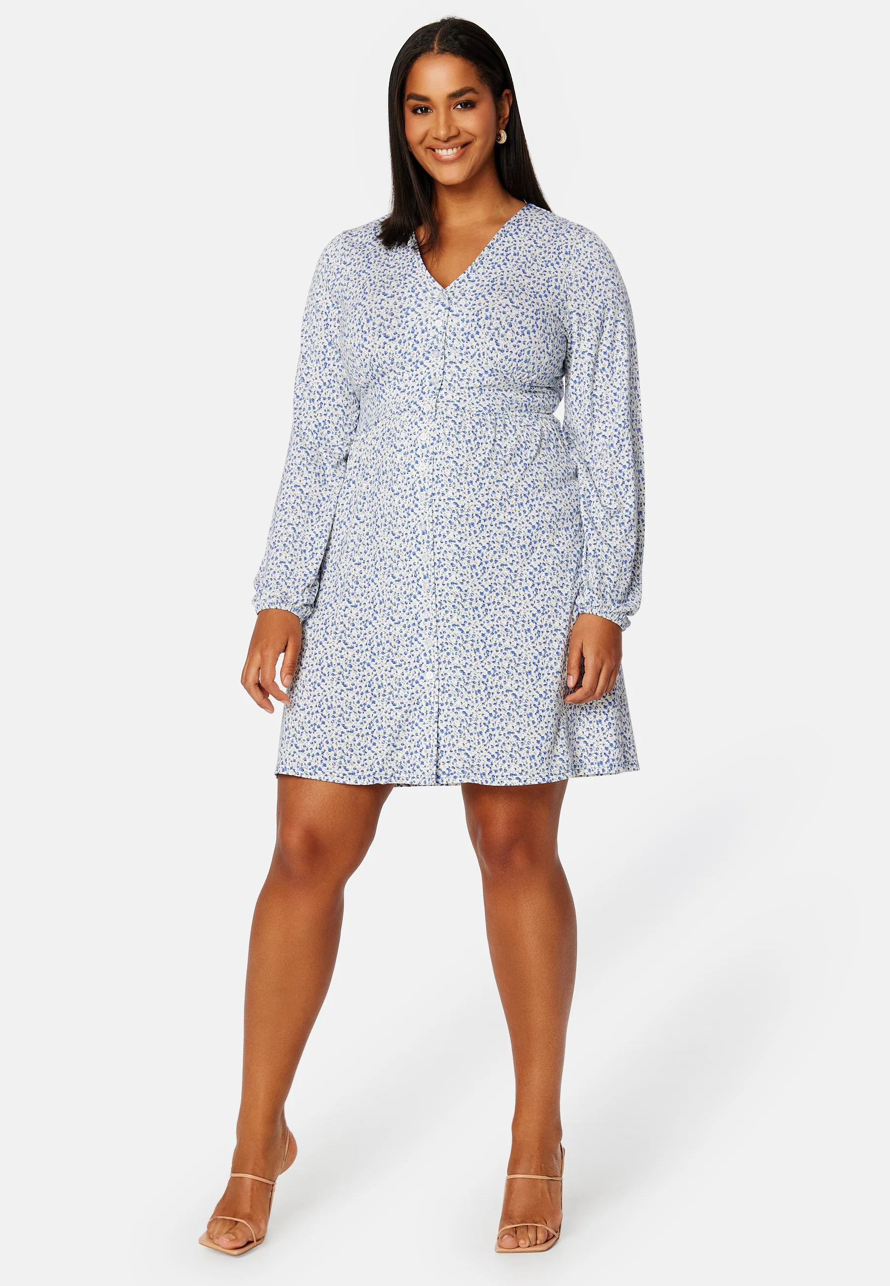 V-neck Short Button Dress - Image 6