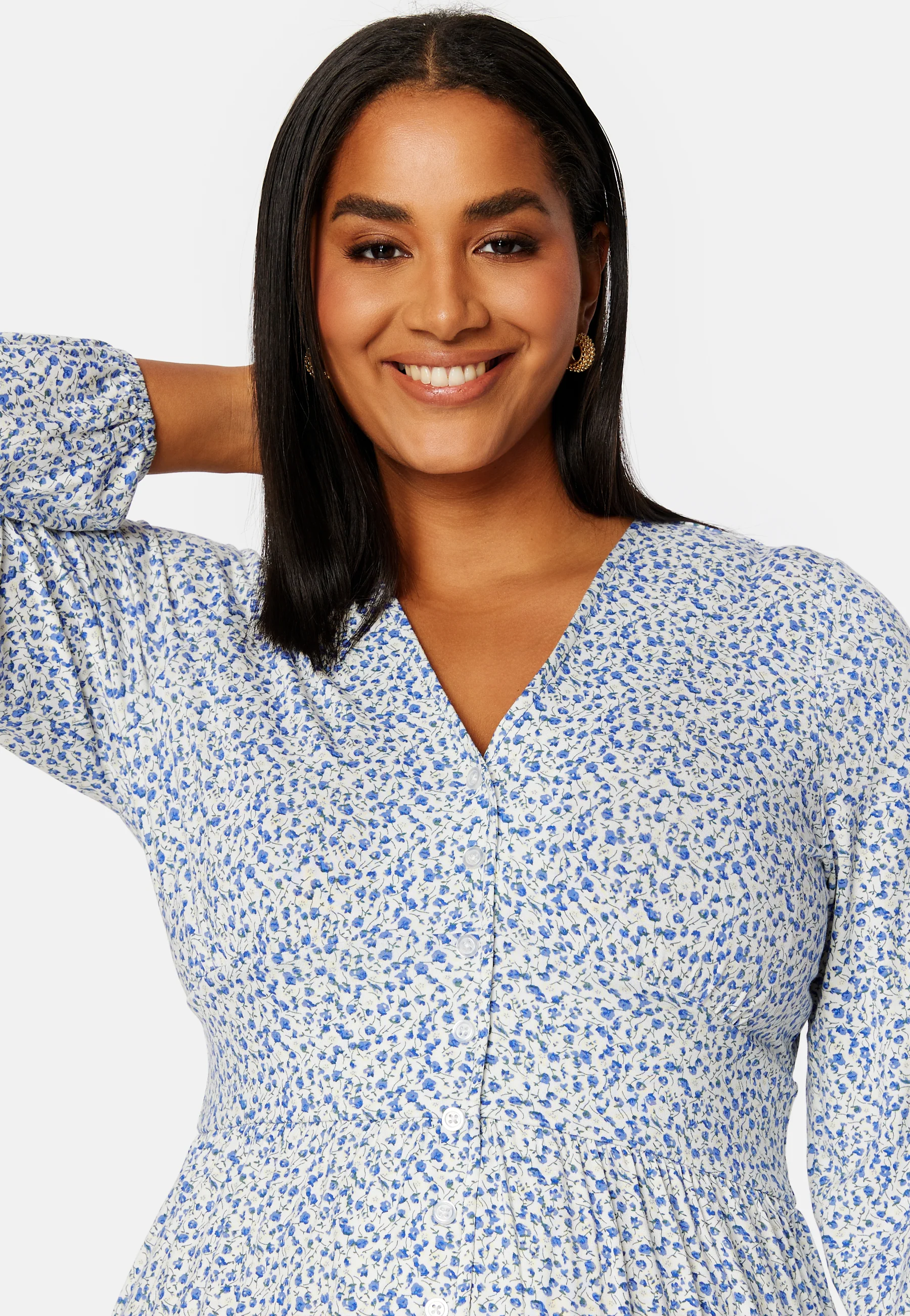 V-neck Short Button Dress - Image 8