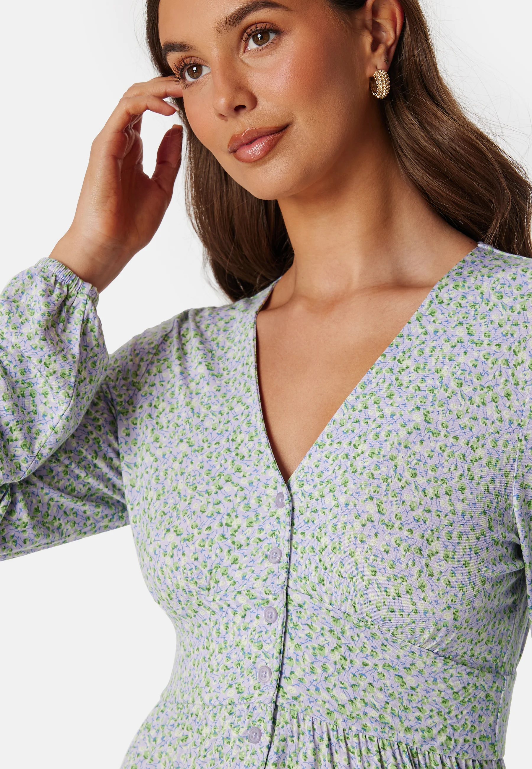 V-neck Short Button Dress - Image 4