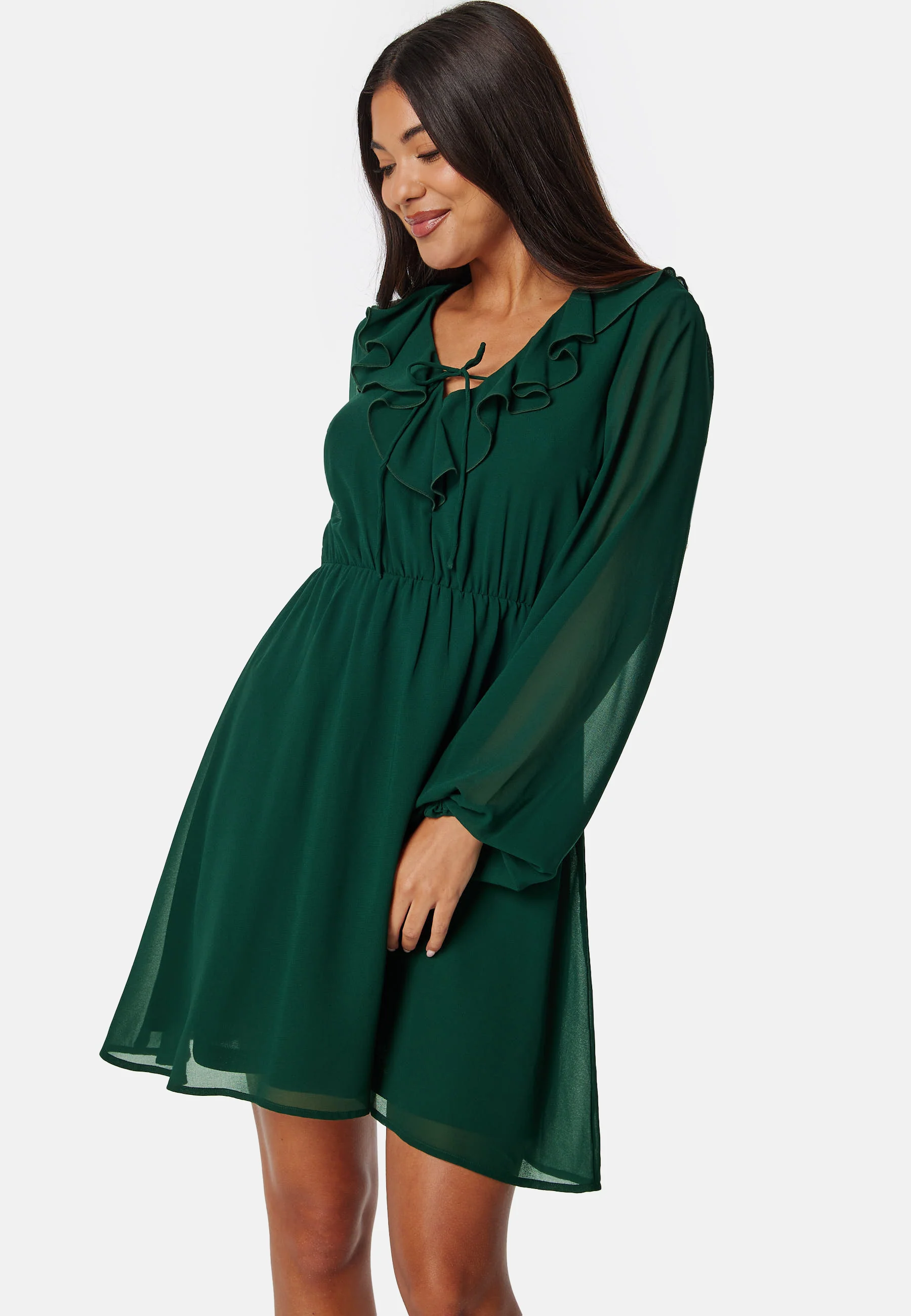 V-neck Short Frill Dress - Image 3