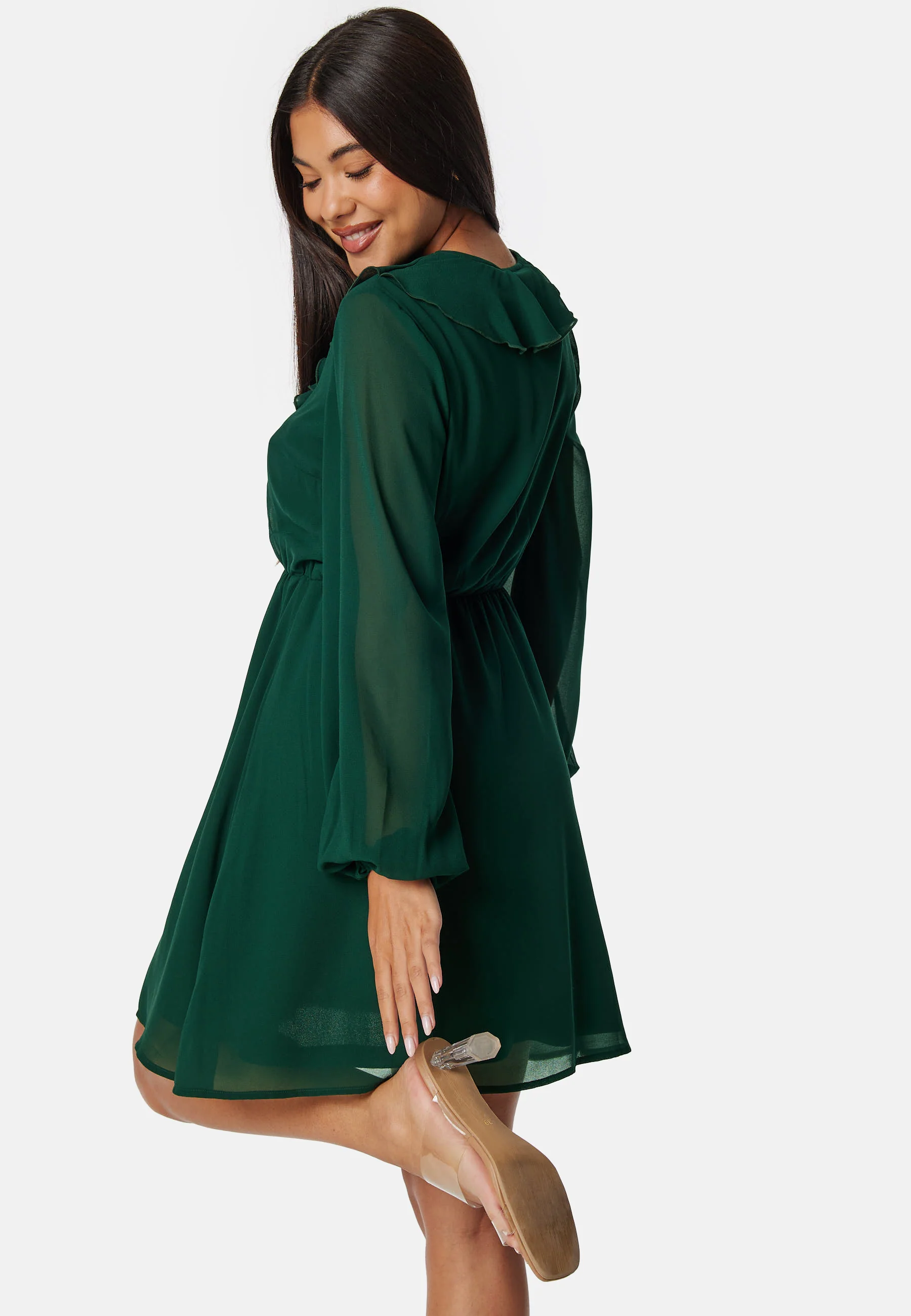 V-neck Short Frill Dress - Image 4