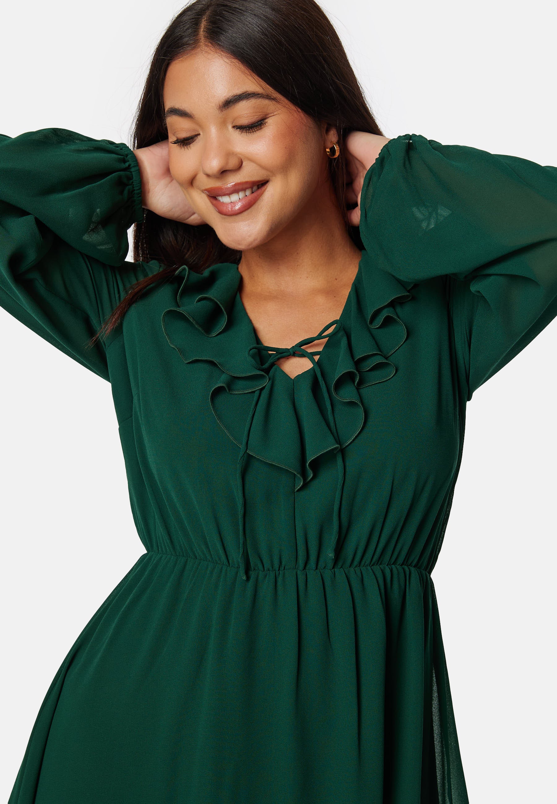 V-neck Short Frill Dress - Image 5