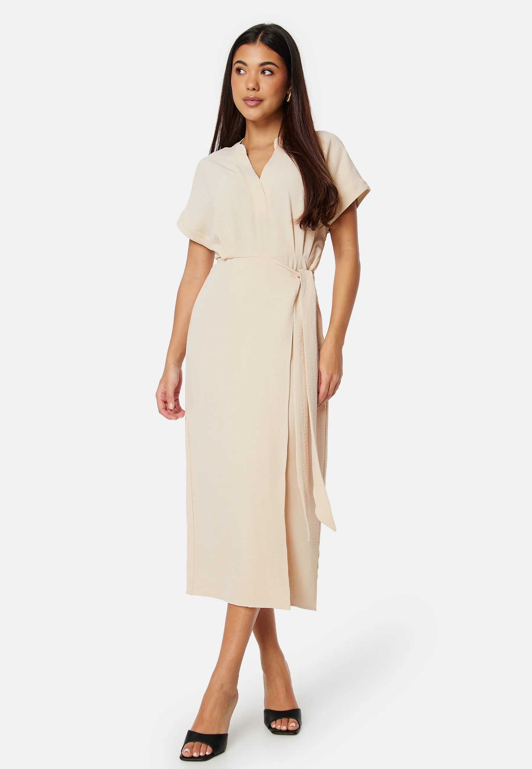 V-neck Short Sleeve Wrap Dress