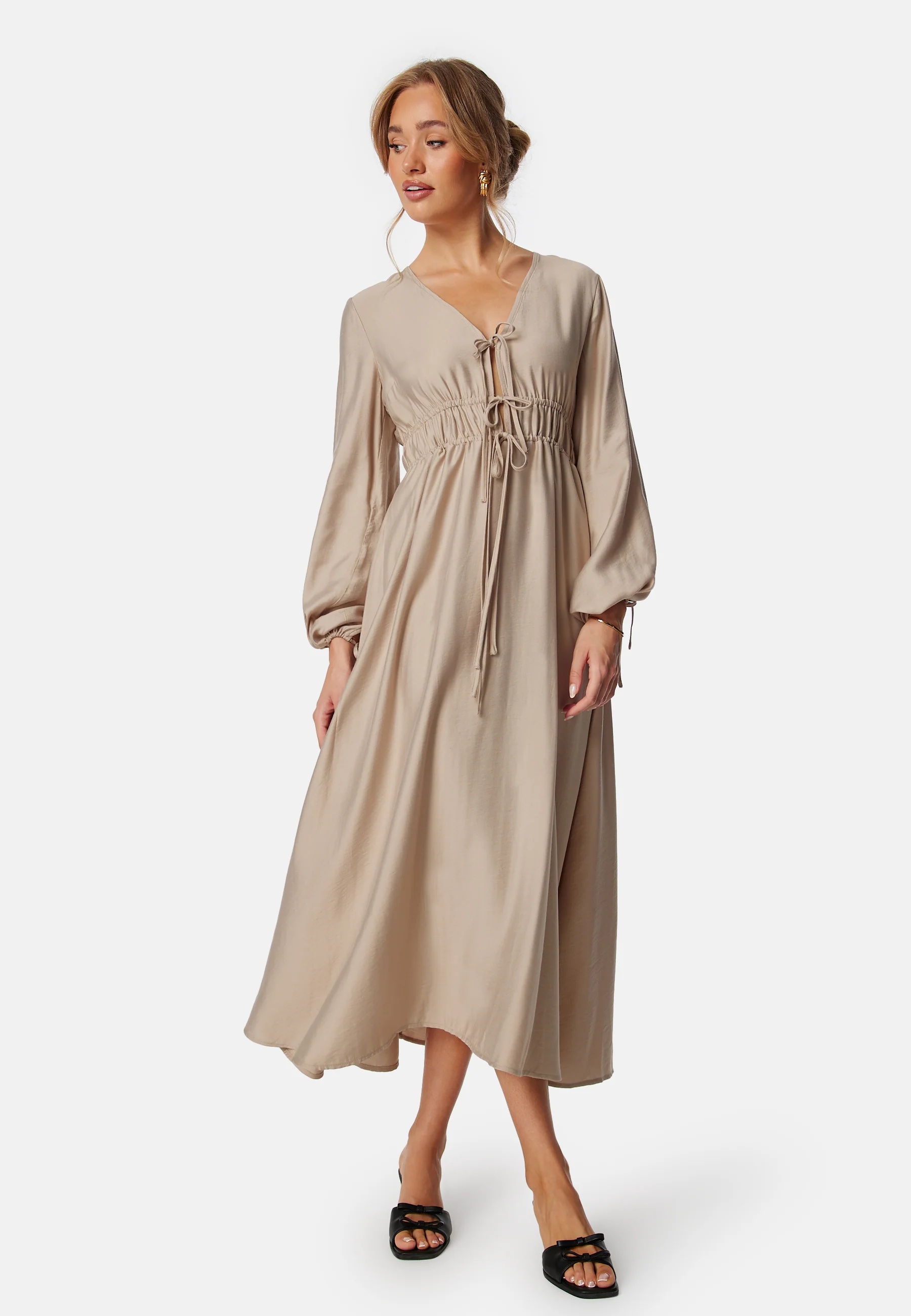 V-neck Strap L/S Dress