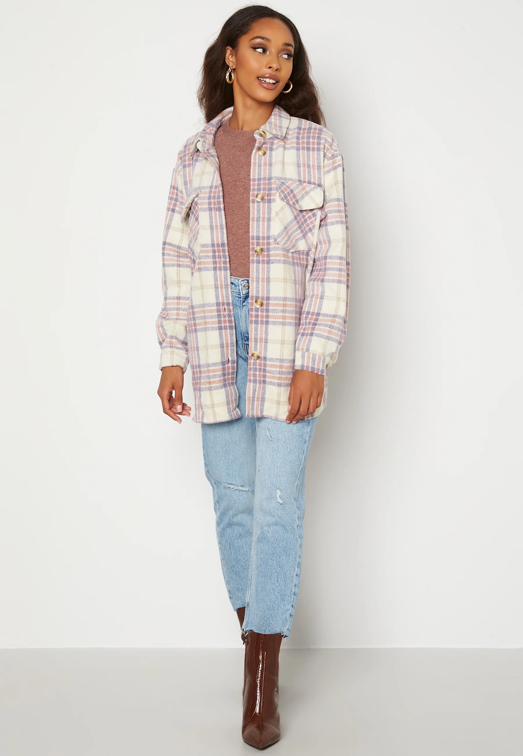 Valentina L/S Check Shacket - Image 2
