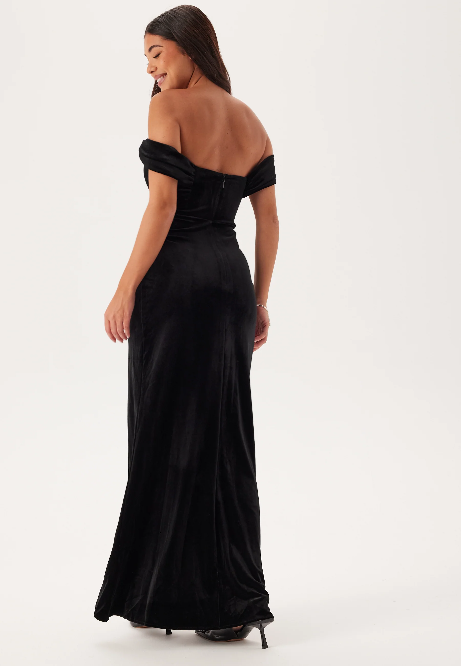 Velvet Bardot Corset Maxi Dres - Image 2