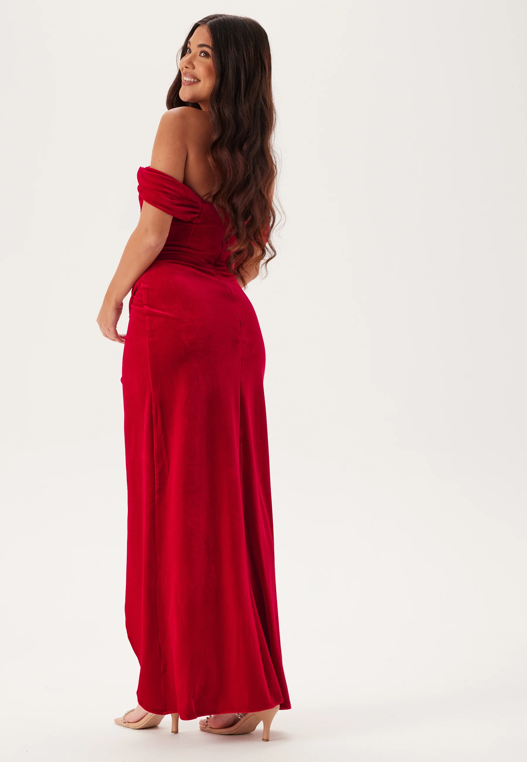 Velvet Bardot Corset Maxi Dres - Image 2