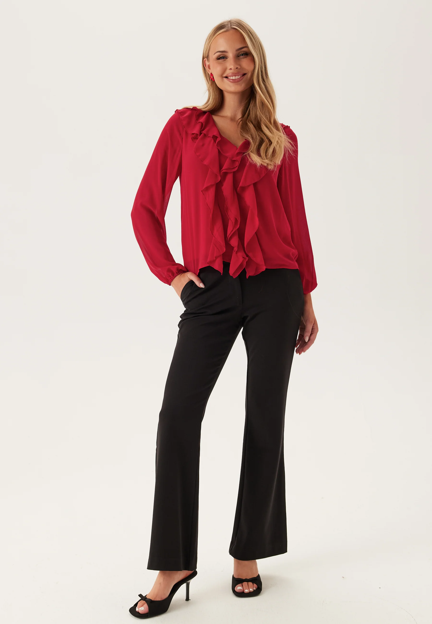 Viane L/S V-NECK FRILL TOP V-N - Image 3