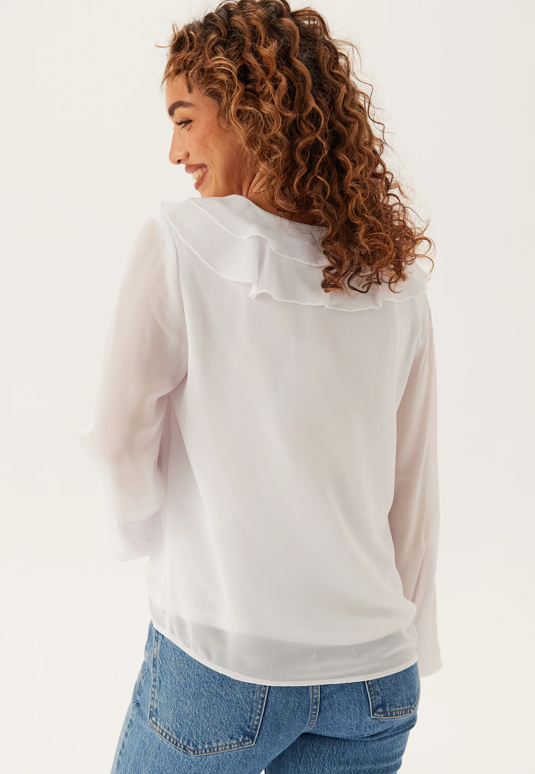Viane L/S V-NECK FRILL TOP V-N - Image 3