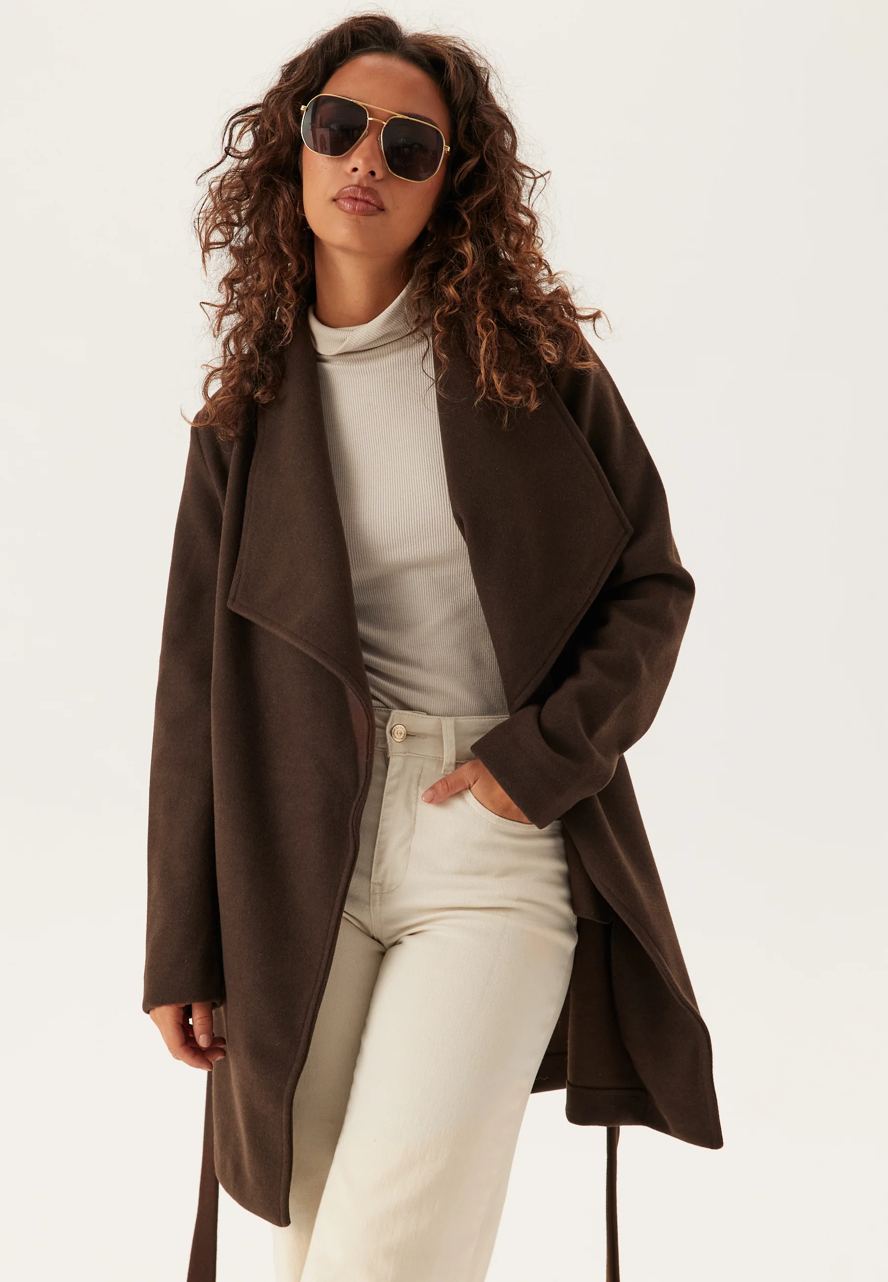 Vicooley Collar Belt Coat - Image 4