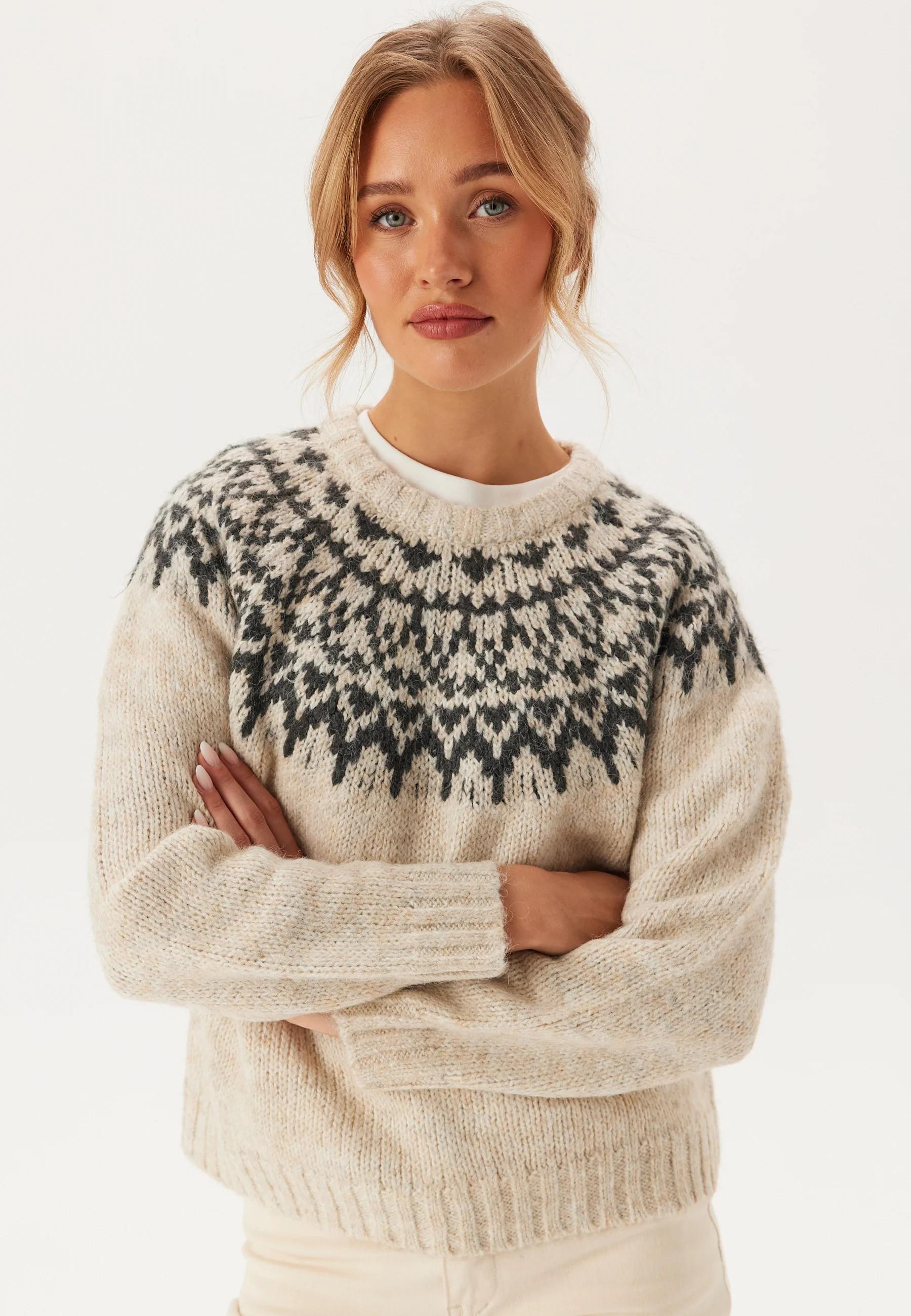 Viejla O-neck L/S JACQUARD KNI