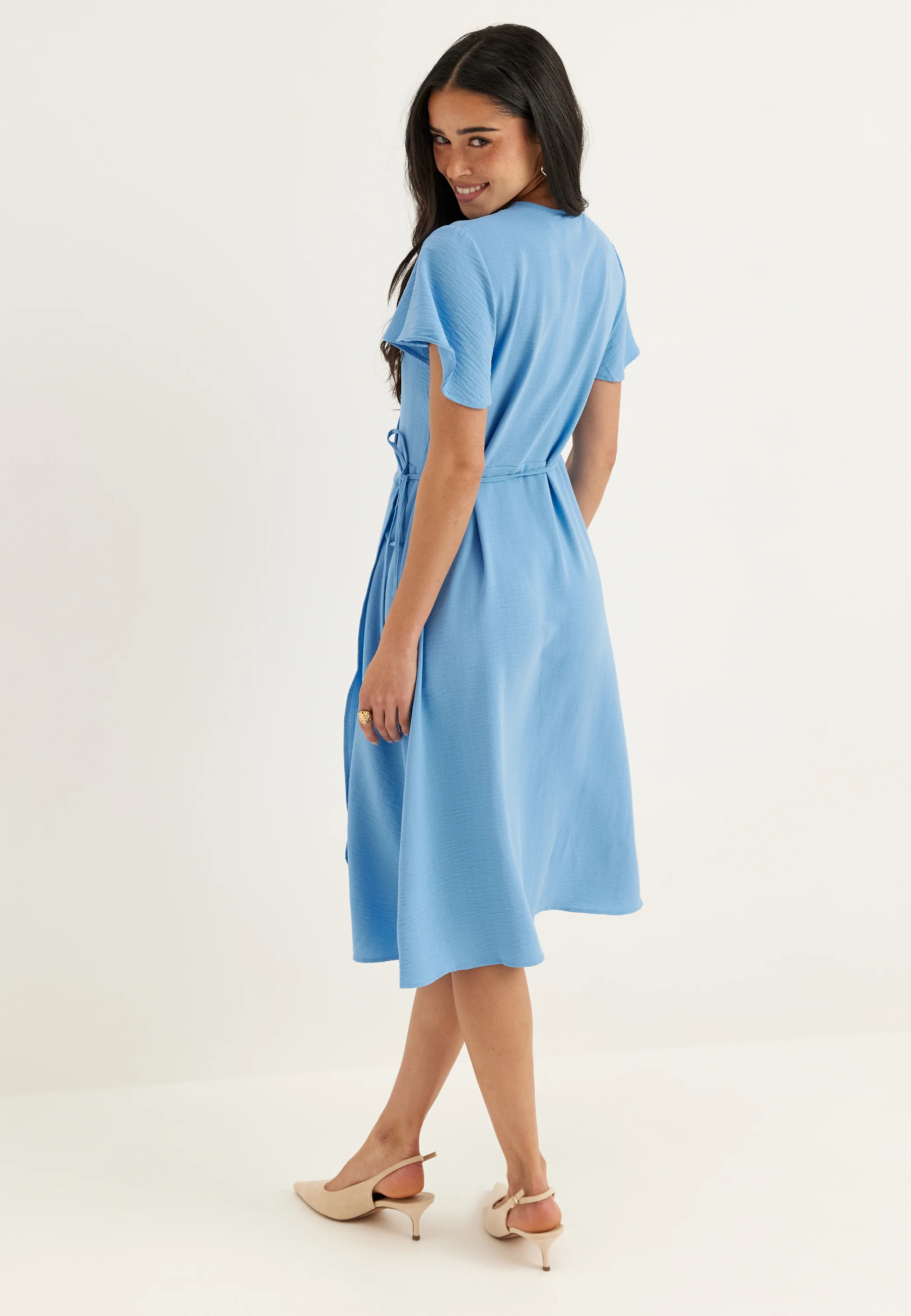 Vilovie S/S Wrap Midi Dress - Image 3