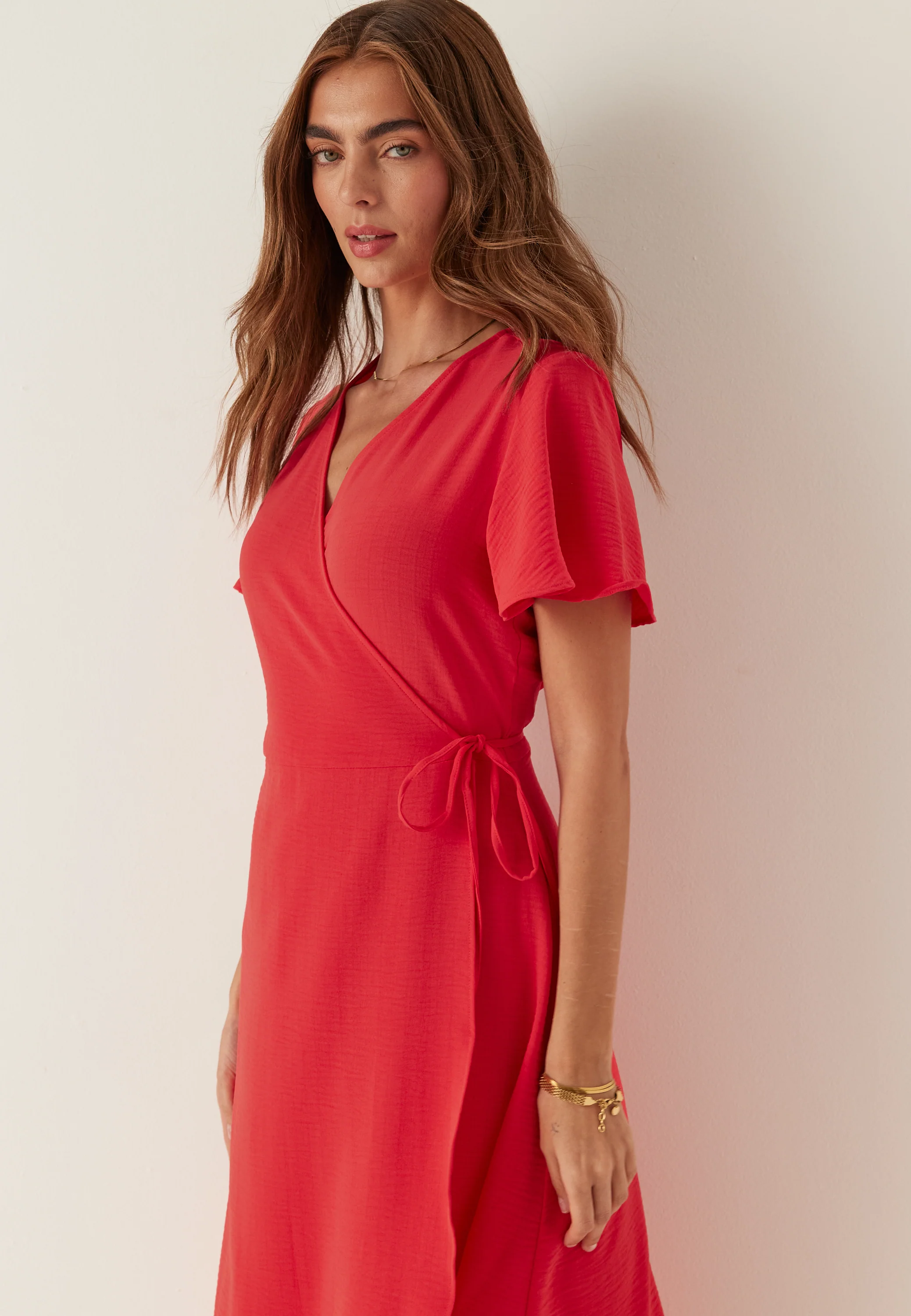 Vilovie S/S Wrap Midi Dress - Image 4