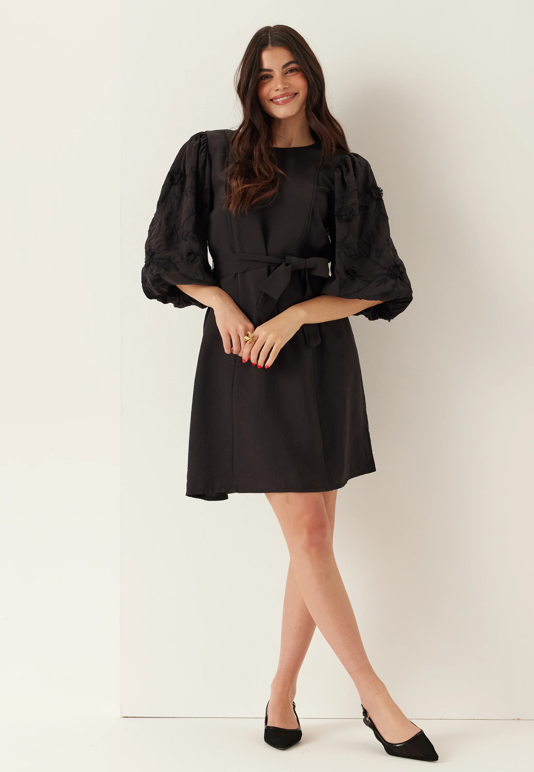 Vimala O-neck 3/4 EMB. DRESS - Image 5