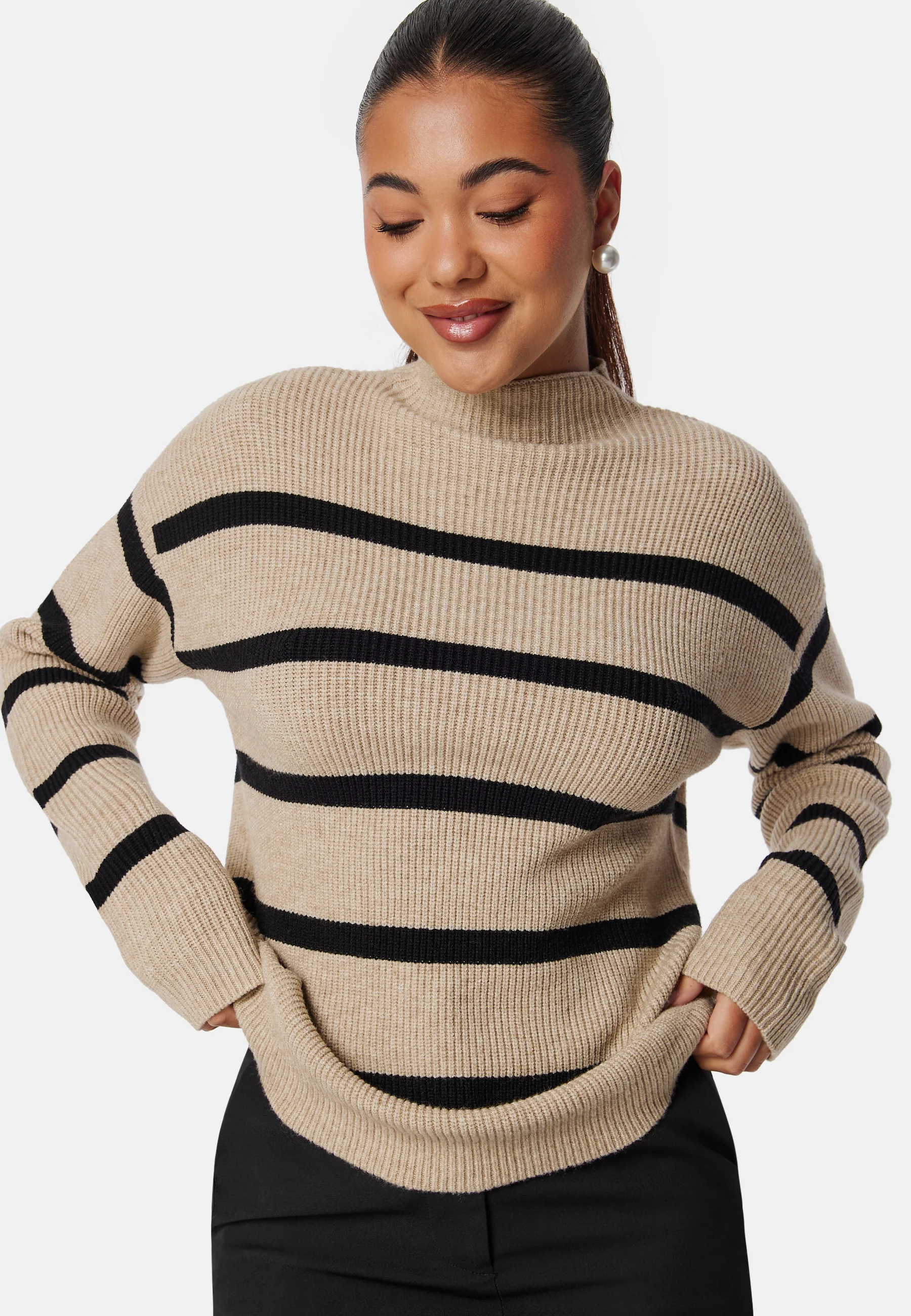 Viril Mockneck L/S Knit Rib Top