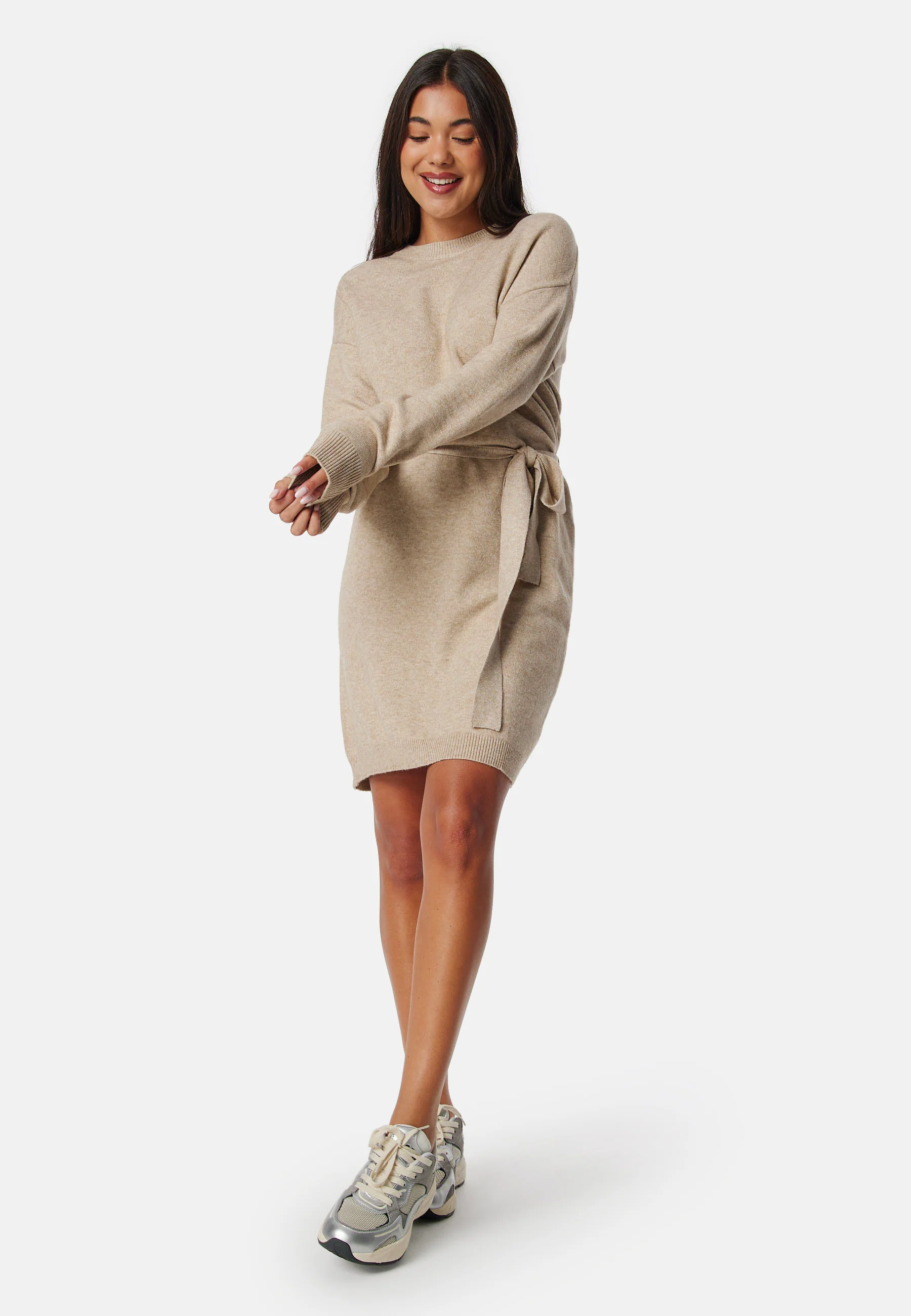 Viril O-neck L/S BELT KNIT DRESS - Image 3