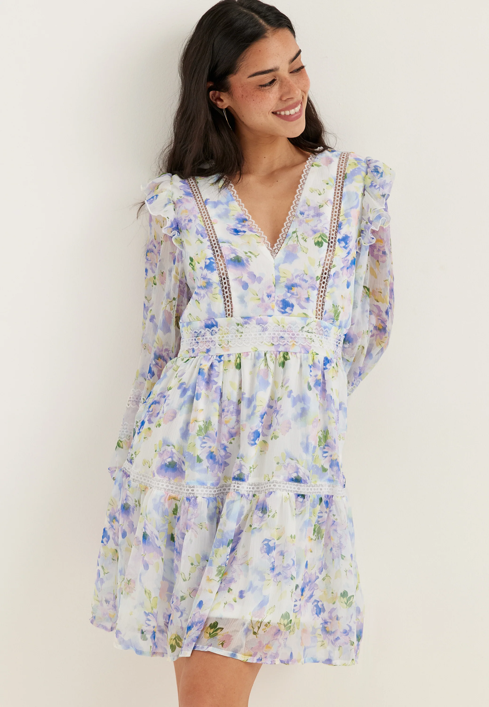 Viroman New V-neck L/S Short Dress