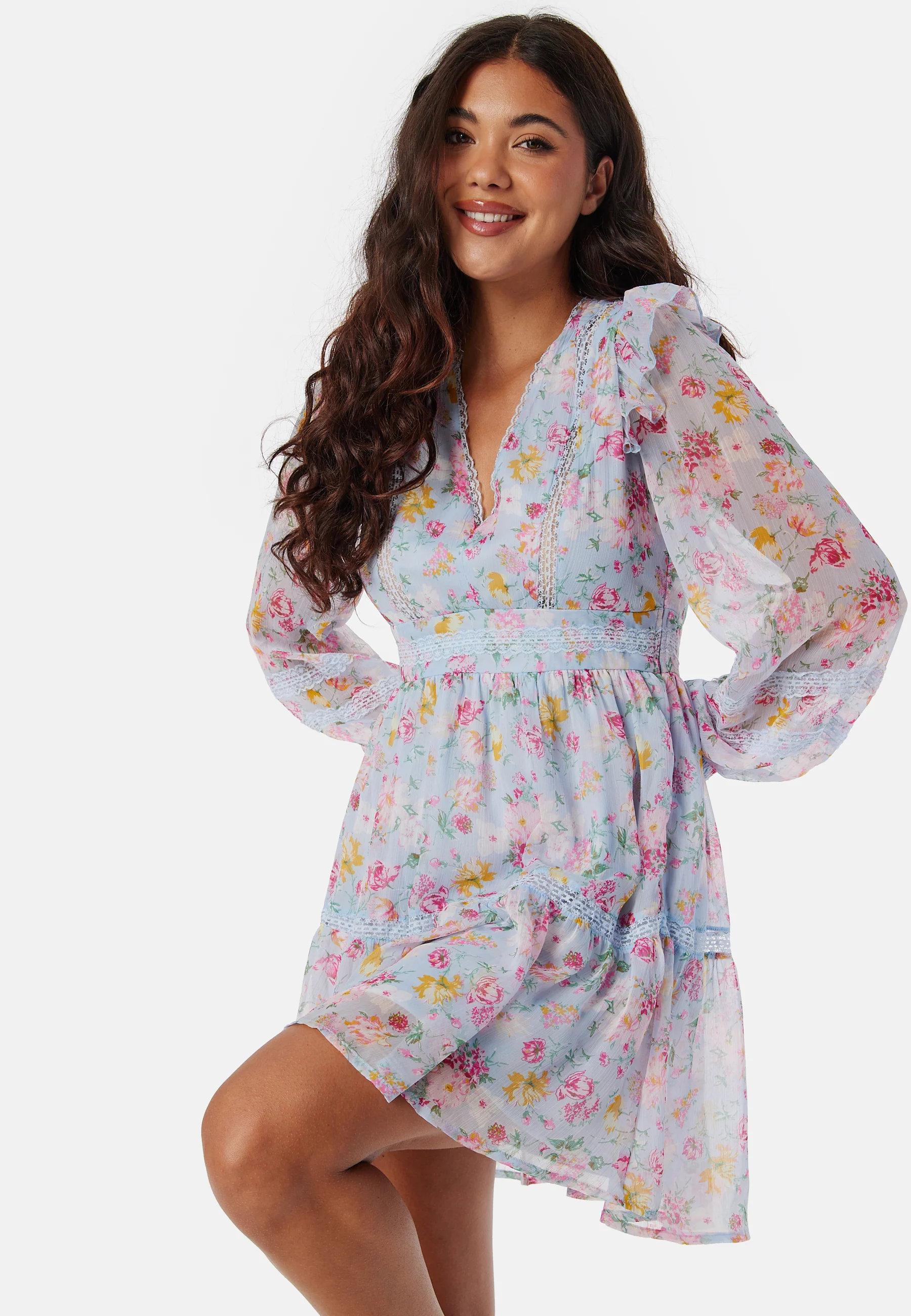 Viroman New V-neck L/S Short Dress